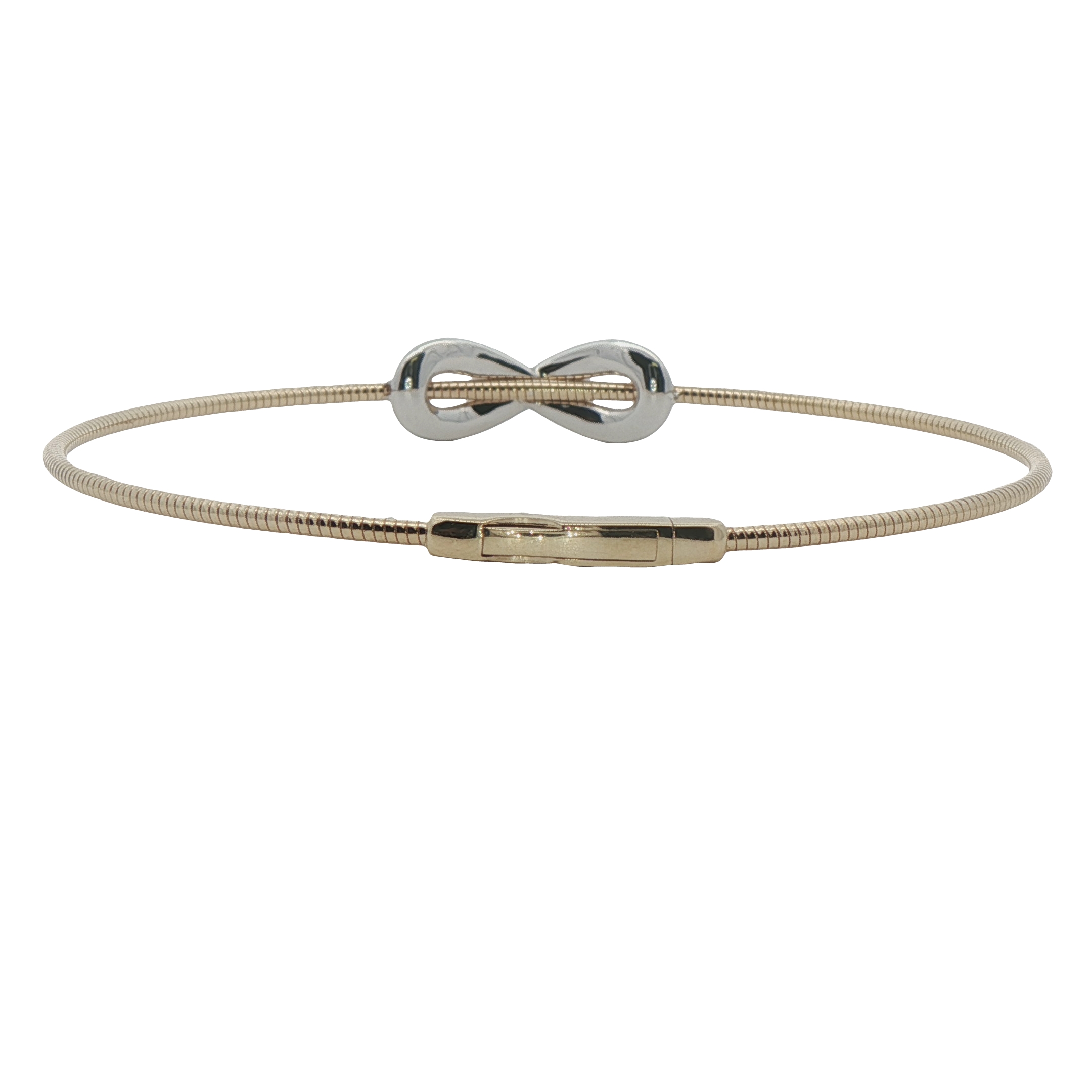 14k White And Yellow Gold Diamond Inifity Bangle Bracelet