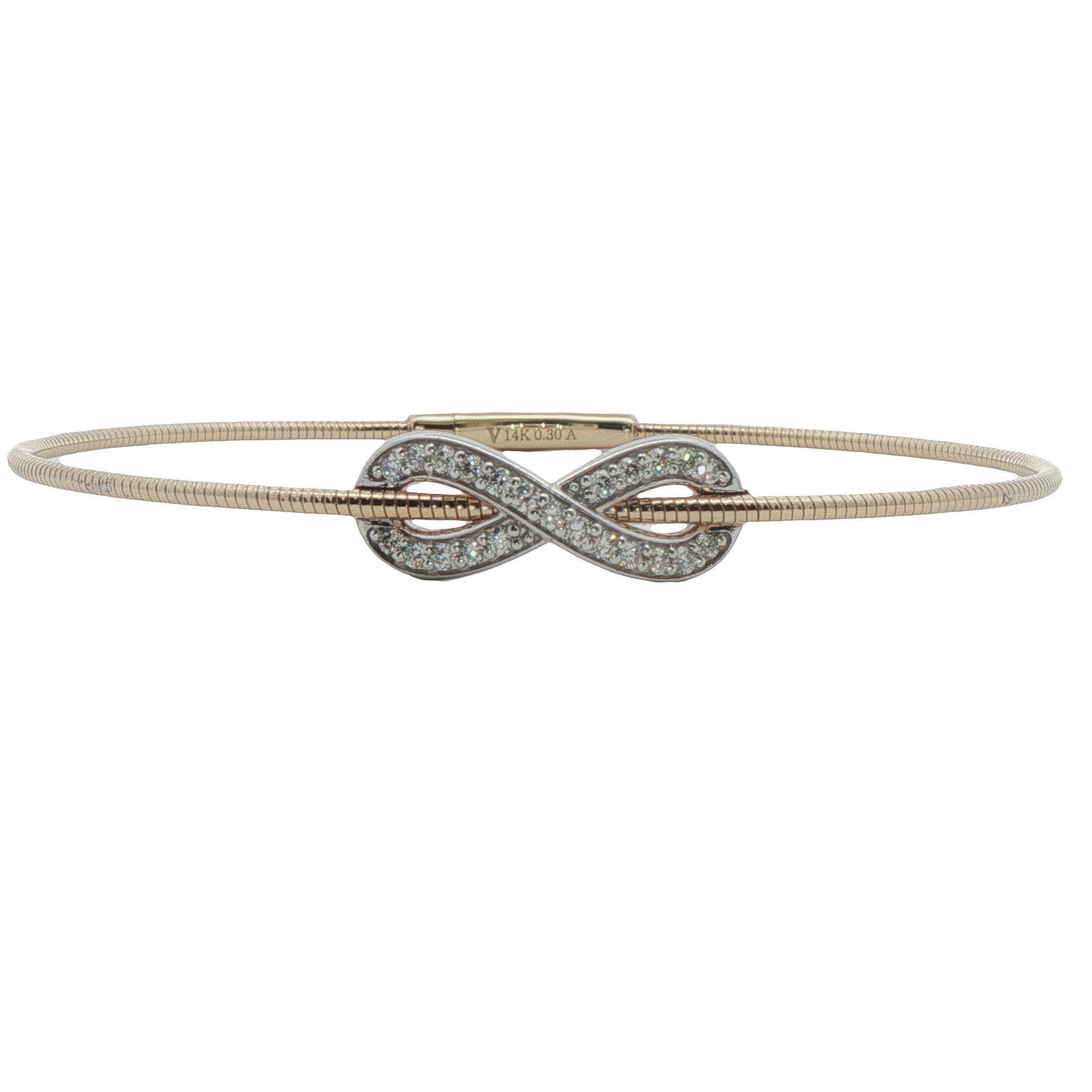14k White And Yellow Gold Diamond Inifity Bangle Bracelet