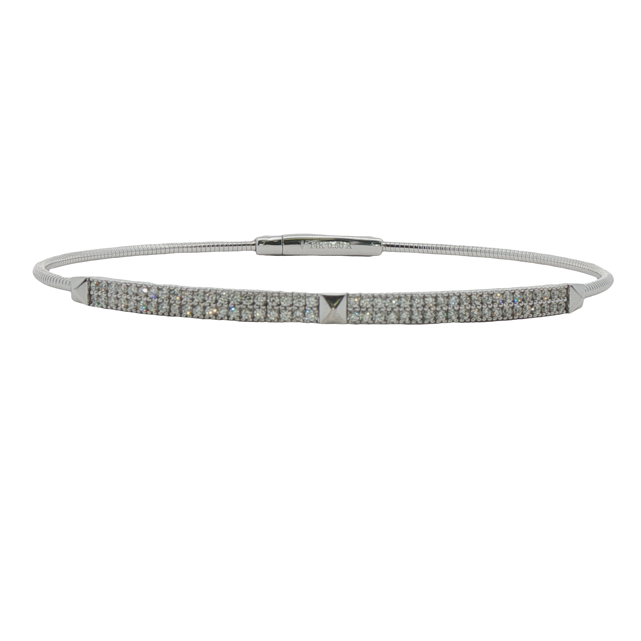 14k White Gold Diamond Bangle Bracelet