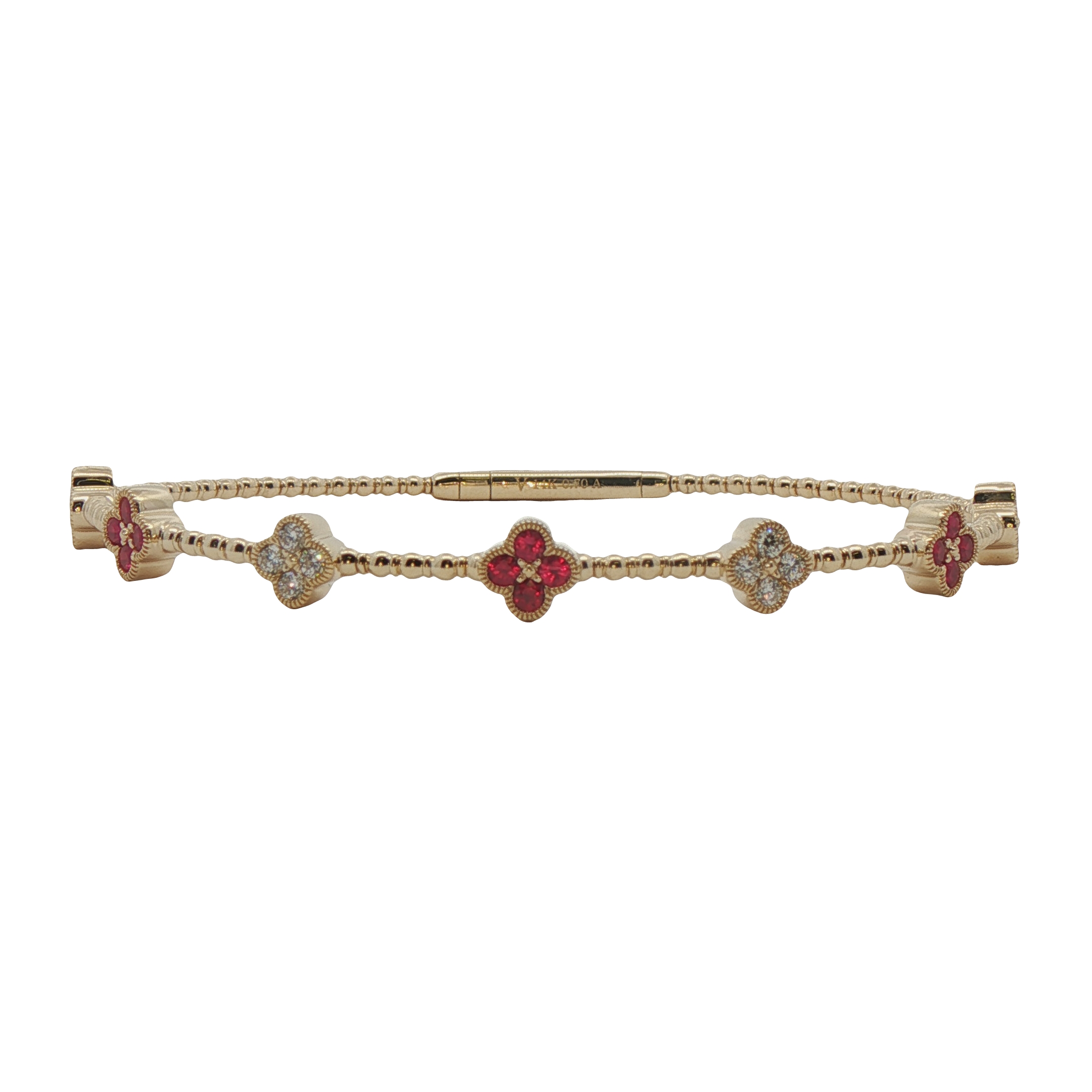 14k Yellow Gold Diamond And Ruby Bangle Bracelet