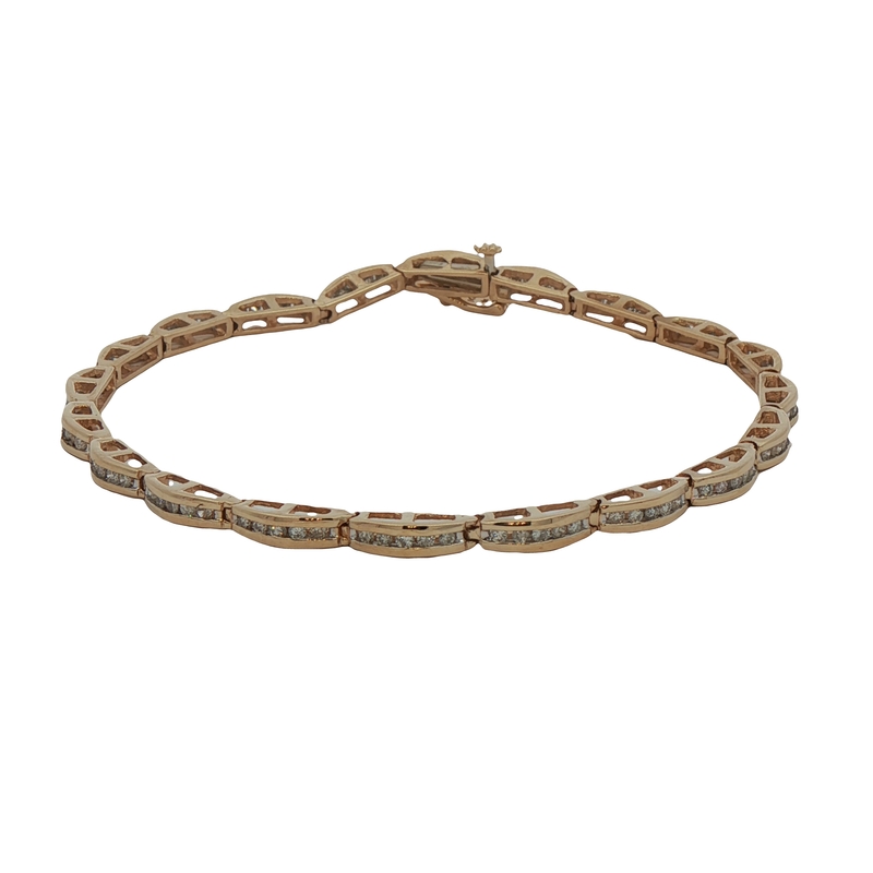 14k Yellow Gold Diamond Tennis Bracelet