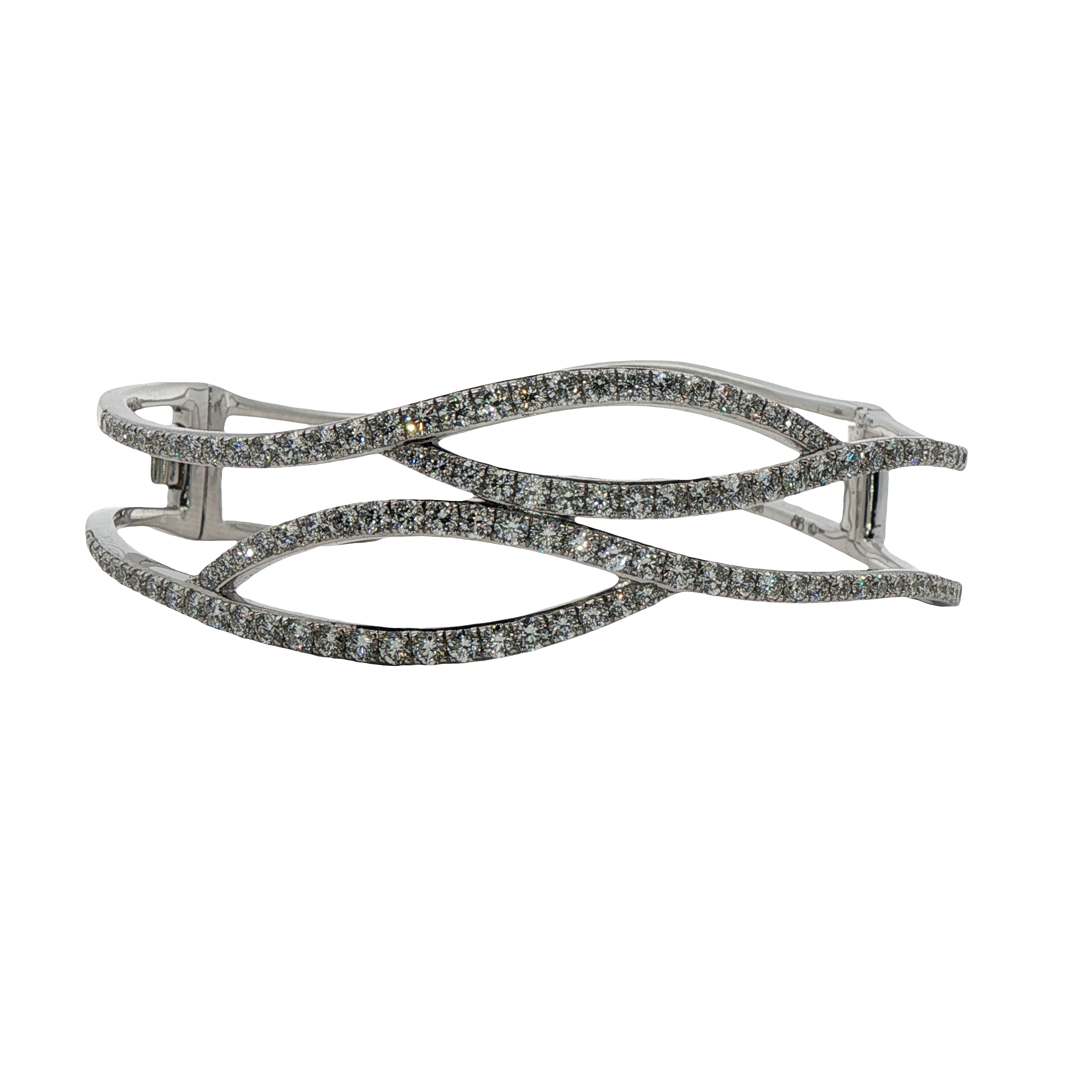 14k White Gold Diamond Bangle Bracelet