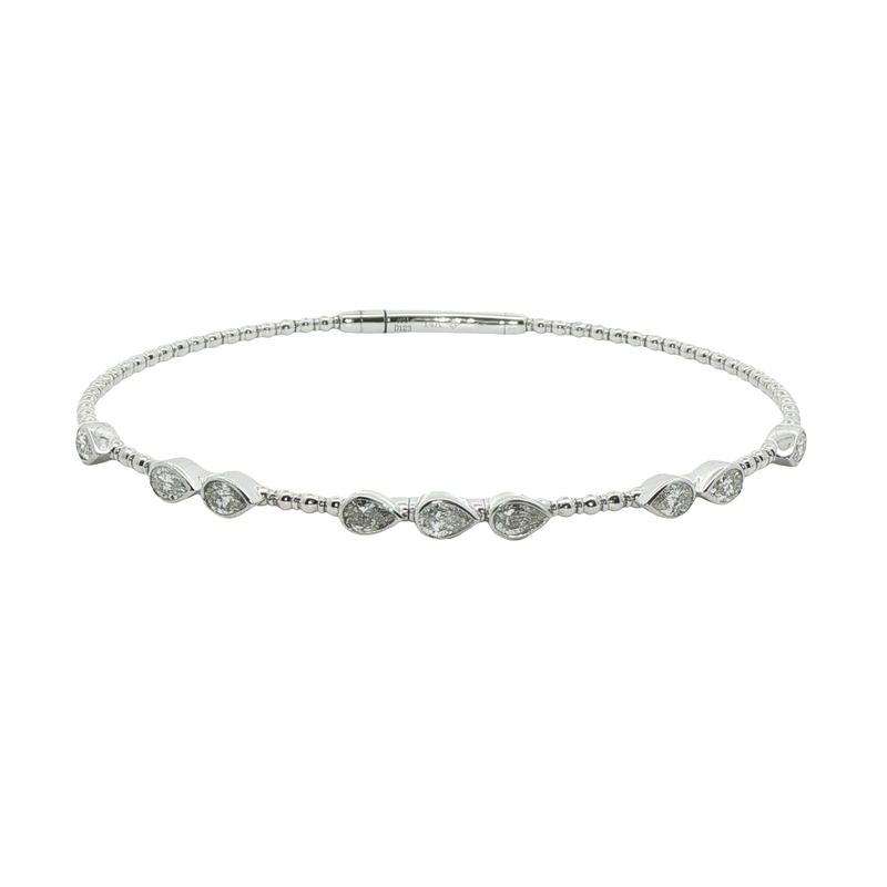 14k White Gold Diamond Bangle Bracelet