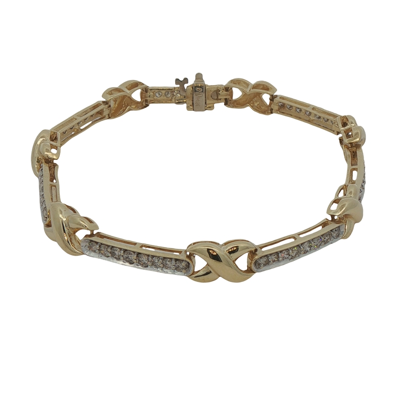 14k Yellow Gold Diamond Link Bracelet