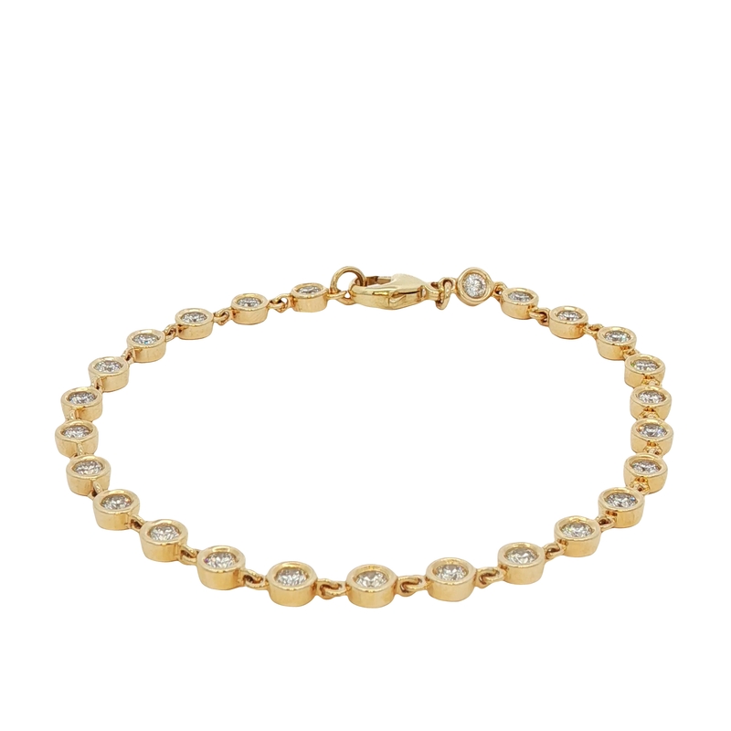 14k Yellow Gold Diamond Bezel Set Bracelet