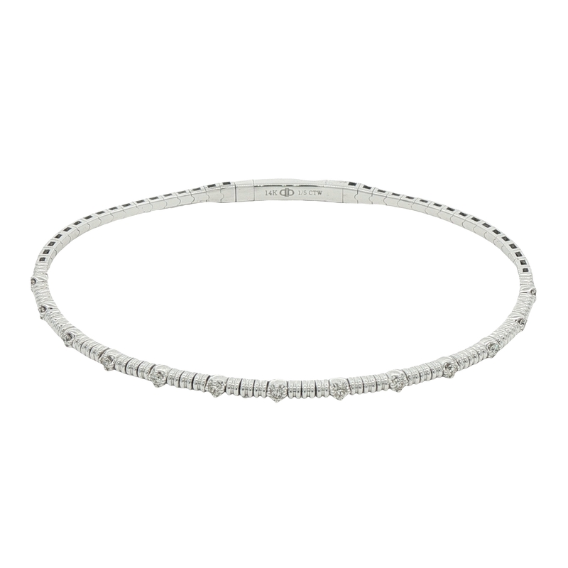 14k White Gold Diamond Bangle Bracelet