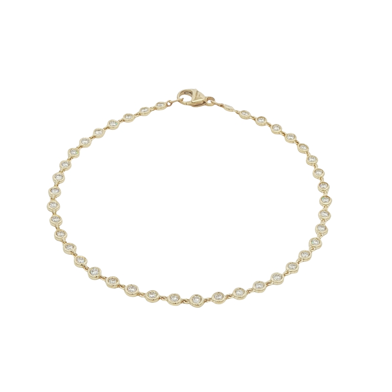 14k Yellow Gold Bezel Set Diamond Tennis Bracelet
