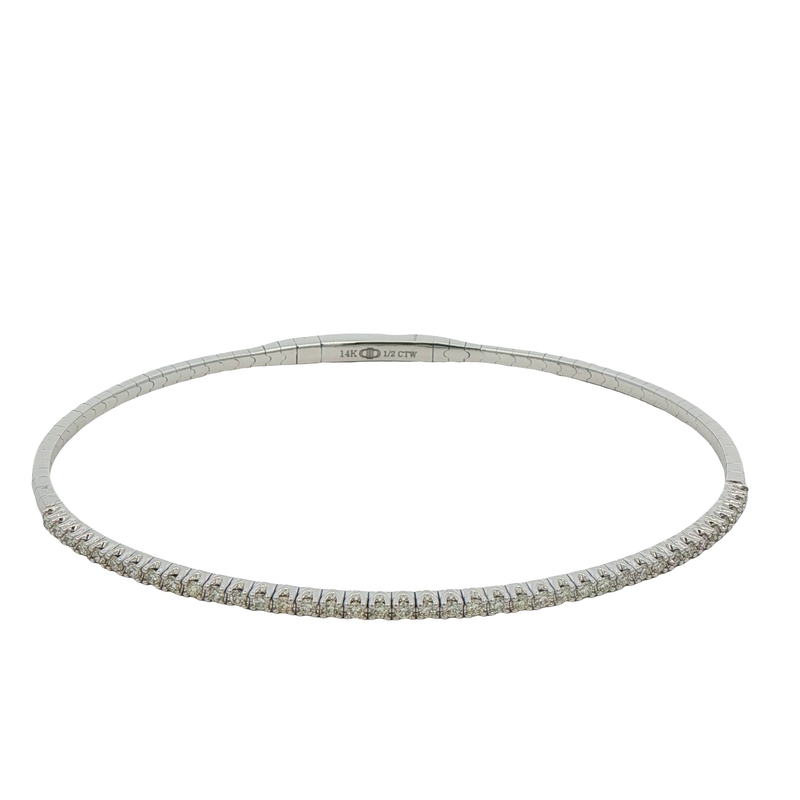 14k White Gold Diamond Bangle Bracelet