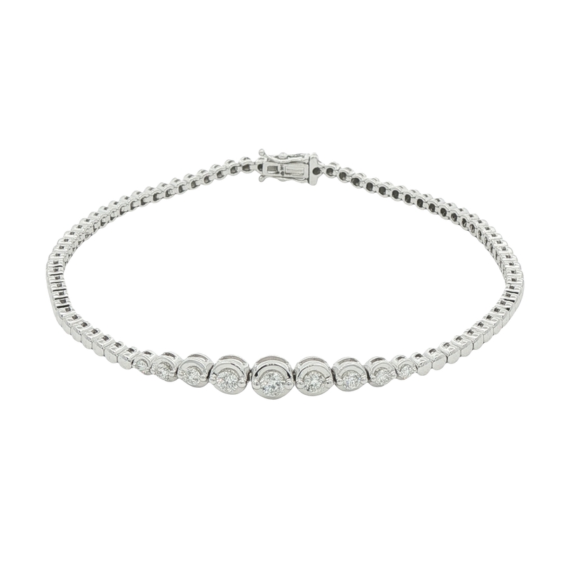 14k White Gold Diamond Line Bracelet