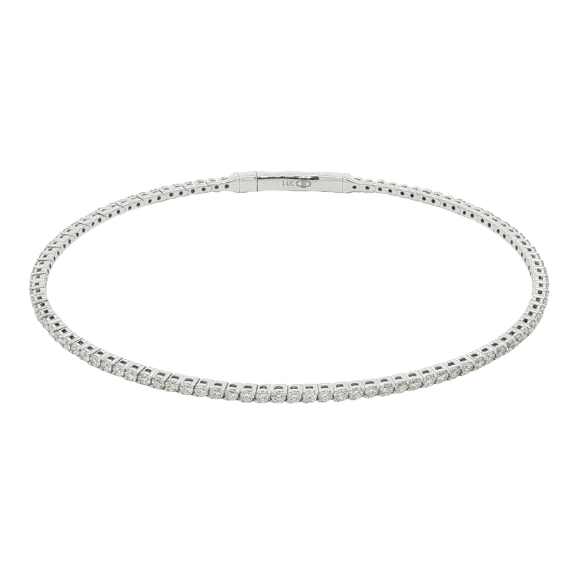 14k White Gold Diamond Bangle Bracelet