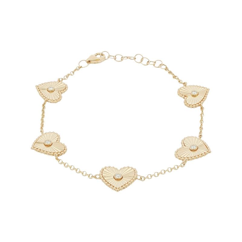 14k Yellow Gold Diamond Station Bracelet