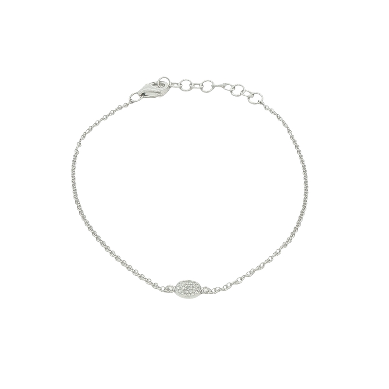 14k White Gold Diamond Disc Bracelet