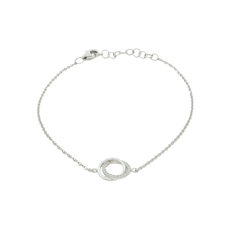 14k White Gold Diamond Circle Bracelet