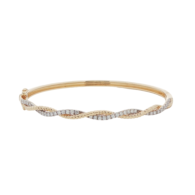 14k Two-tone Diamond Bangle Bracelet