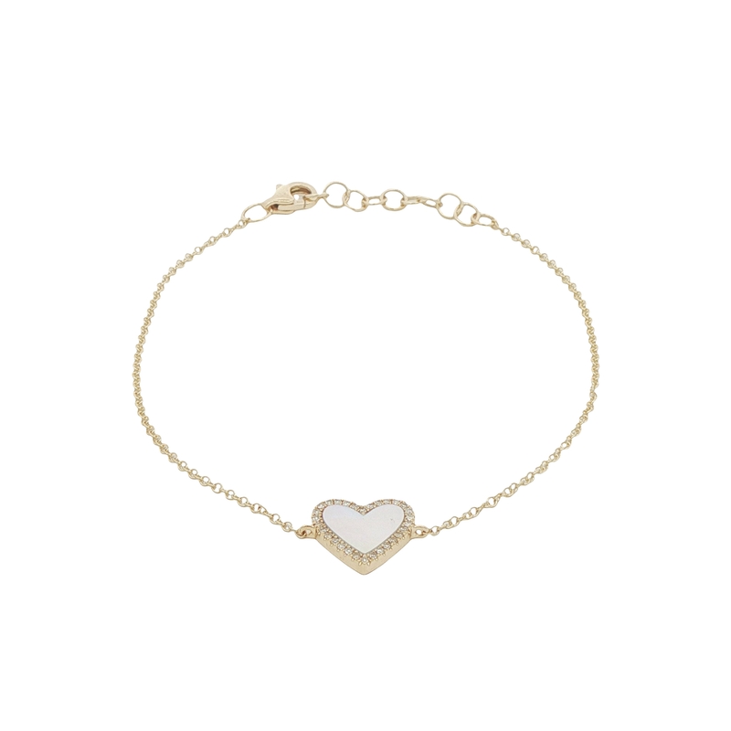 14k Yellow Gold Mother Of Pearl And Diamond Bracelet