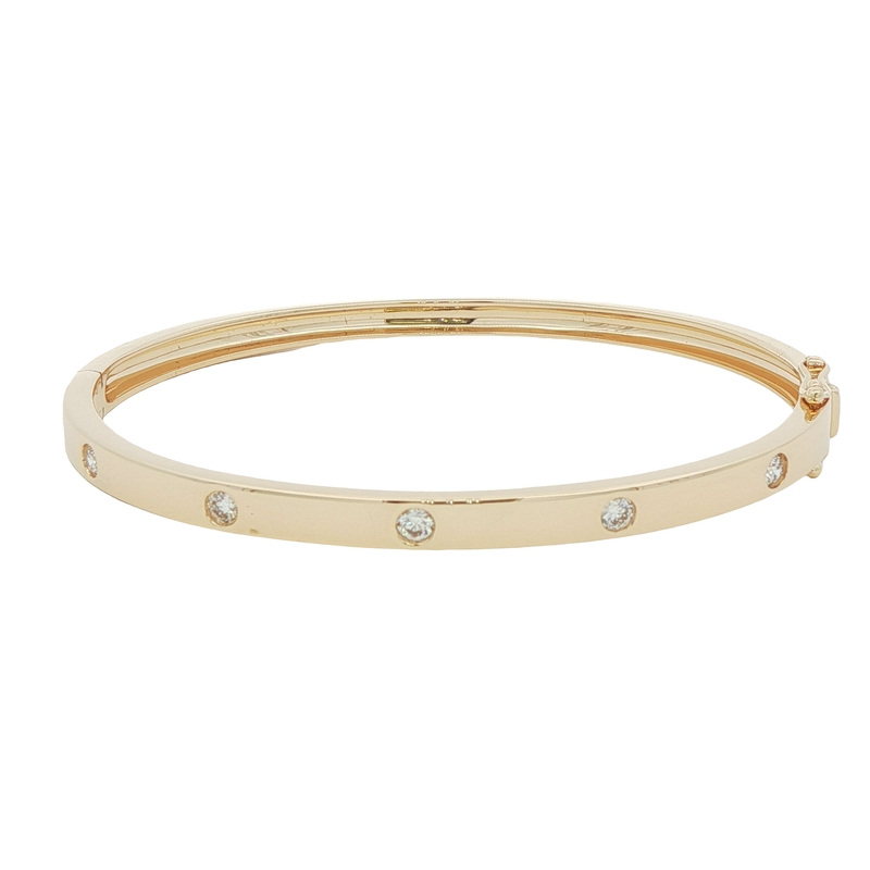 14k Yellow Gold And Diamond Bangle Bracelet