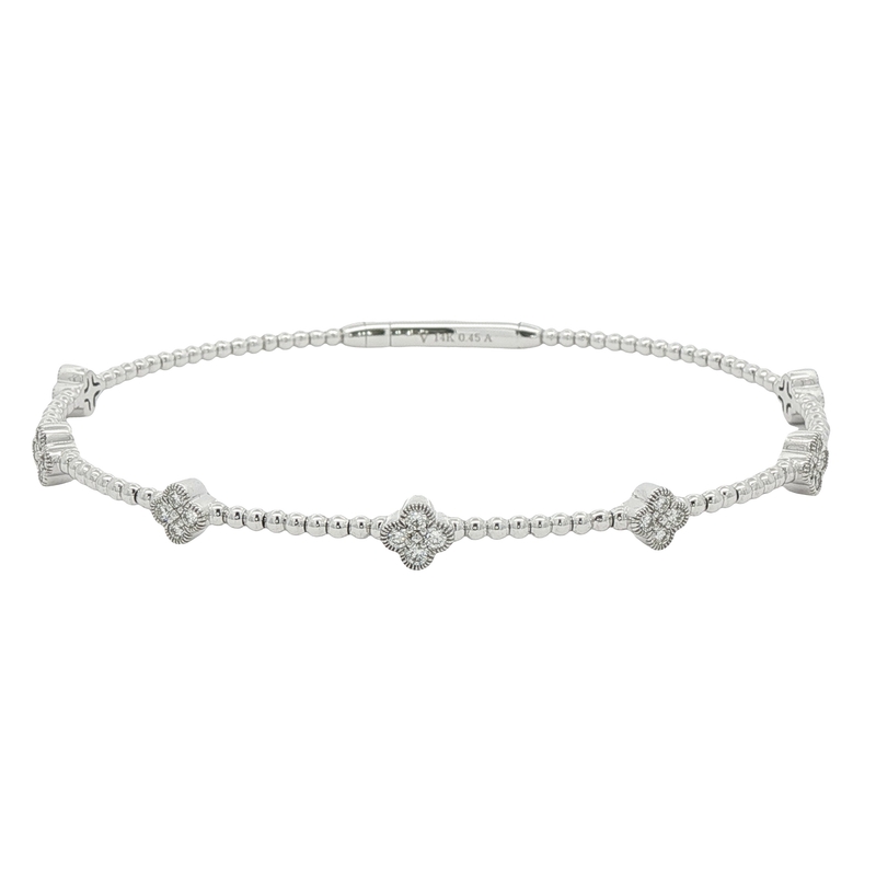 14k White Gold Diamond Bangle Bracelet