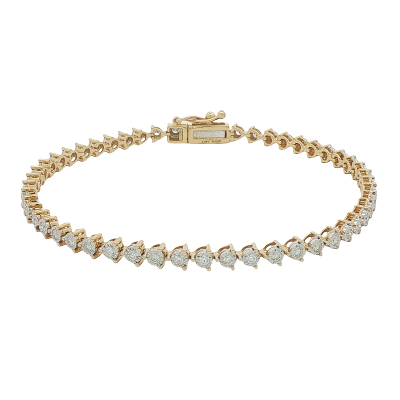 14k Yellow Gold Diamond Line Bracelet