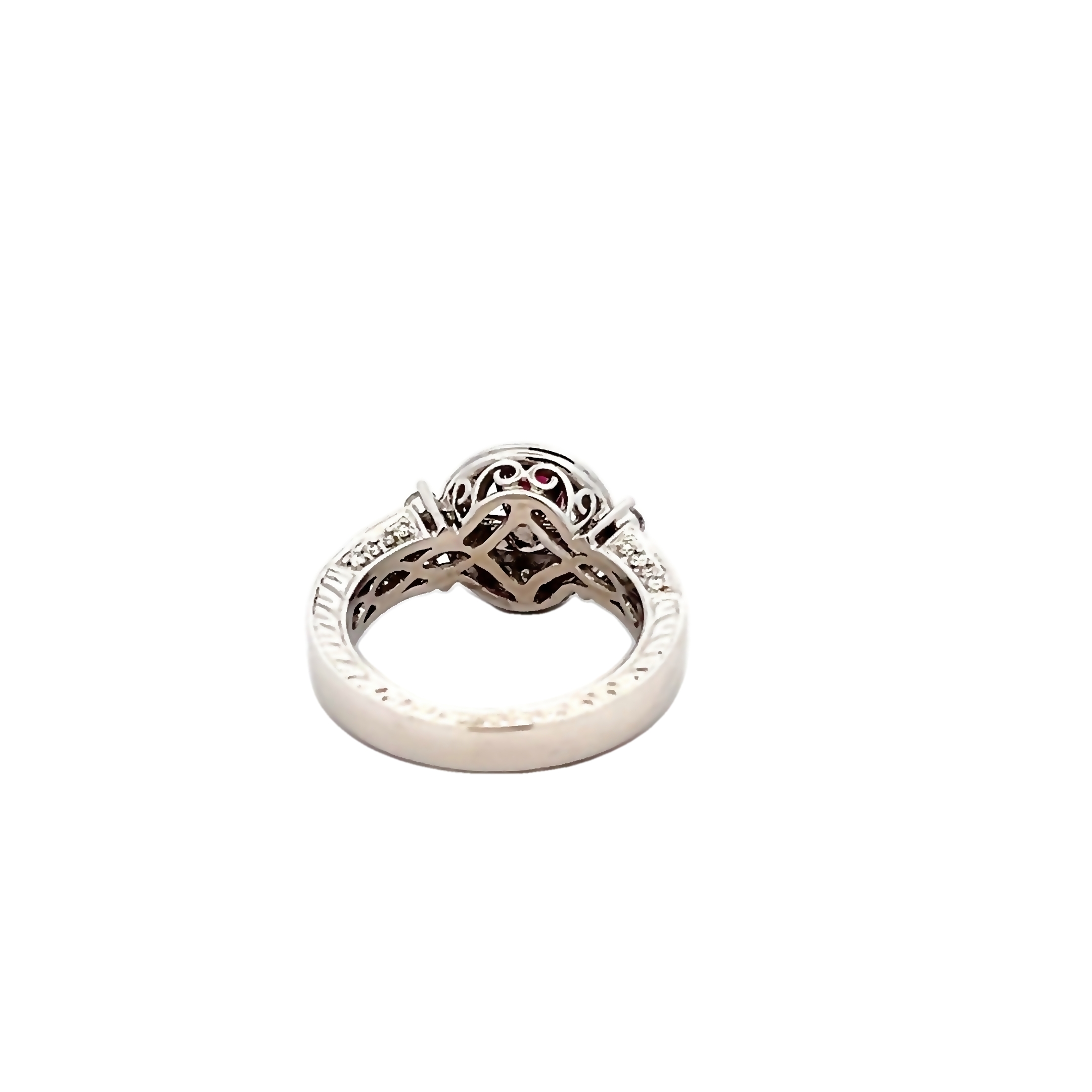 14k White Gold Oval Ruby And Diamond Ring