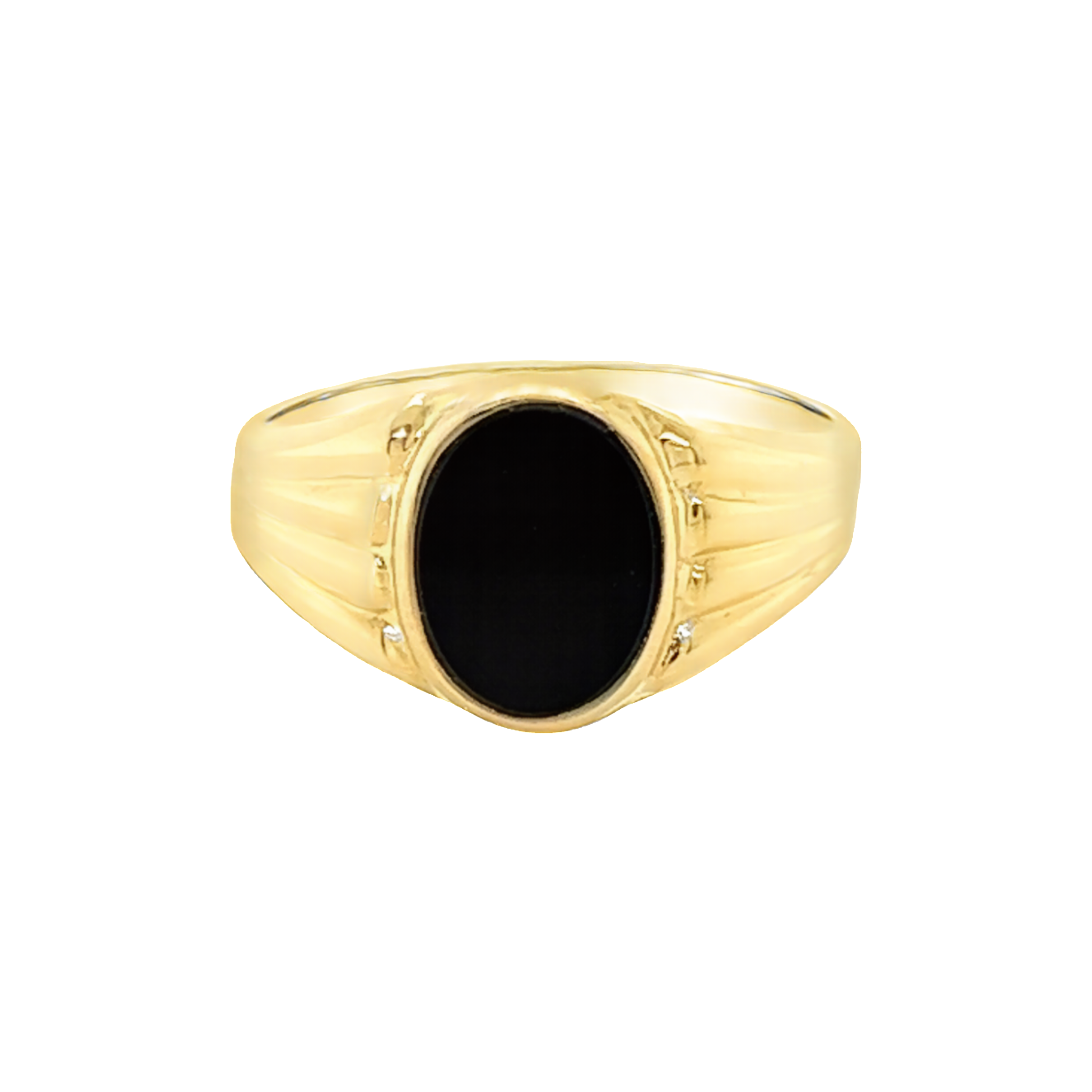 Yellow 14 Karat Contemporary Onyx Signet Ring