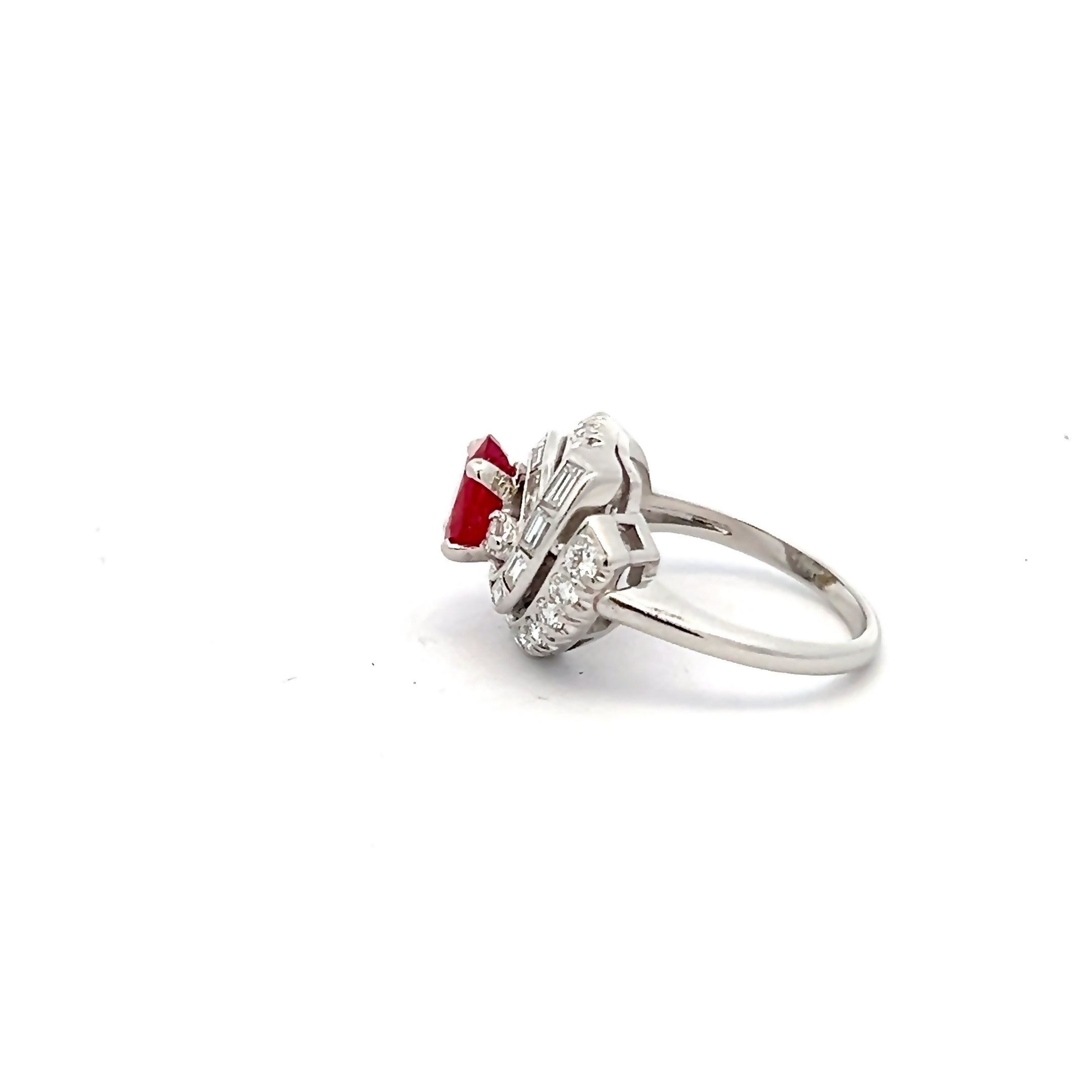 Platinum Oval Ruby Ring With Diamonds