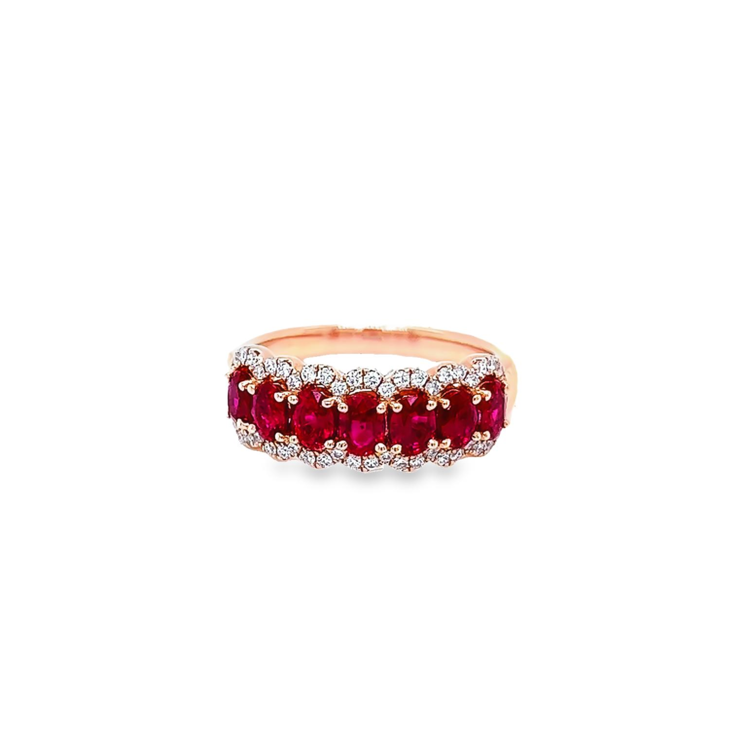 14k Rose Gold Oval Ruby And Diamond Halo Ring