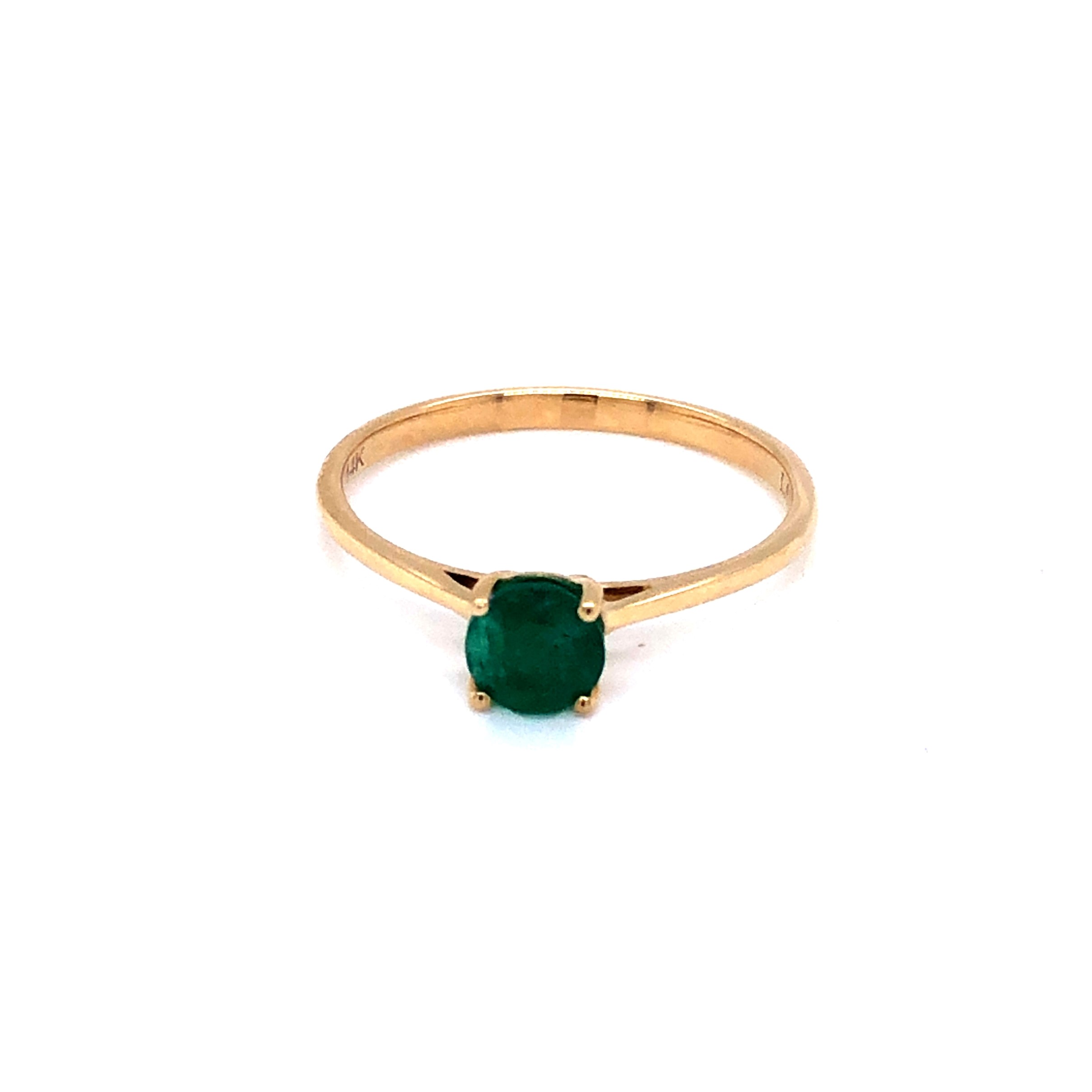 14k Yellow Gold Soitaire Emerald Ring