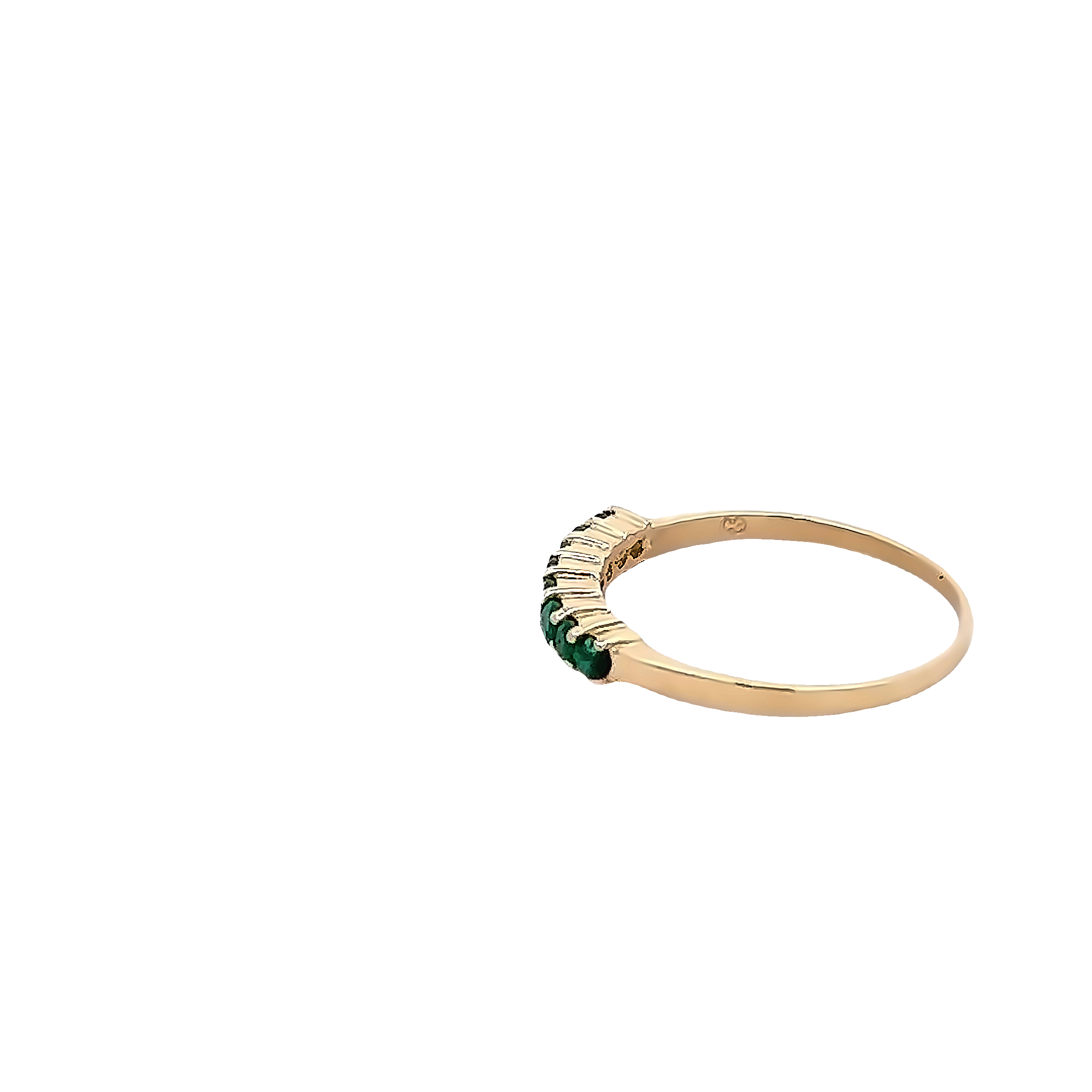 14 Karat Yellow Gold Ring Size 7 With 8= Round Emeralds