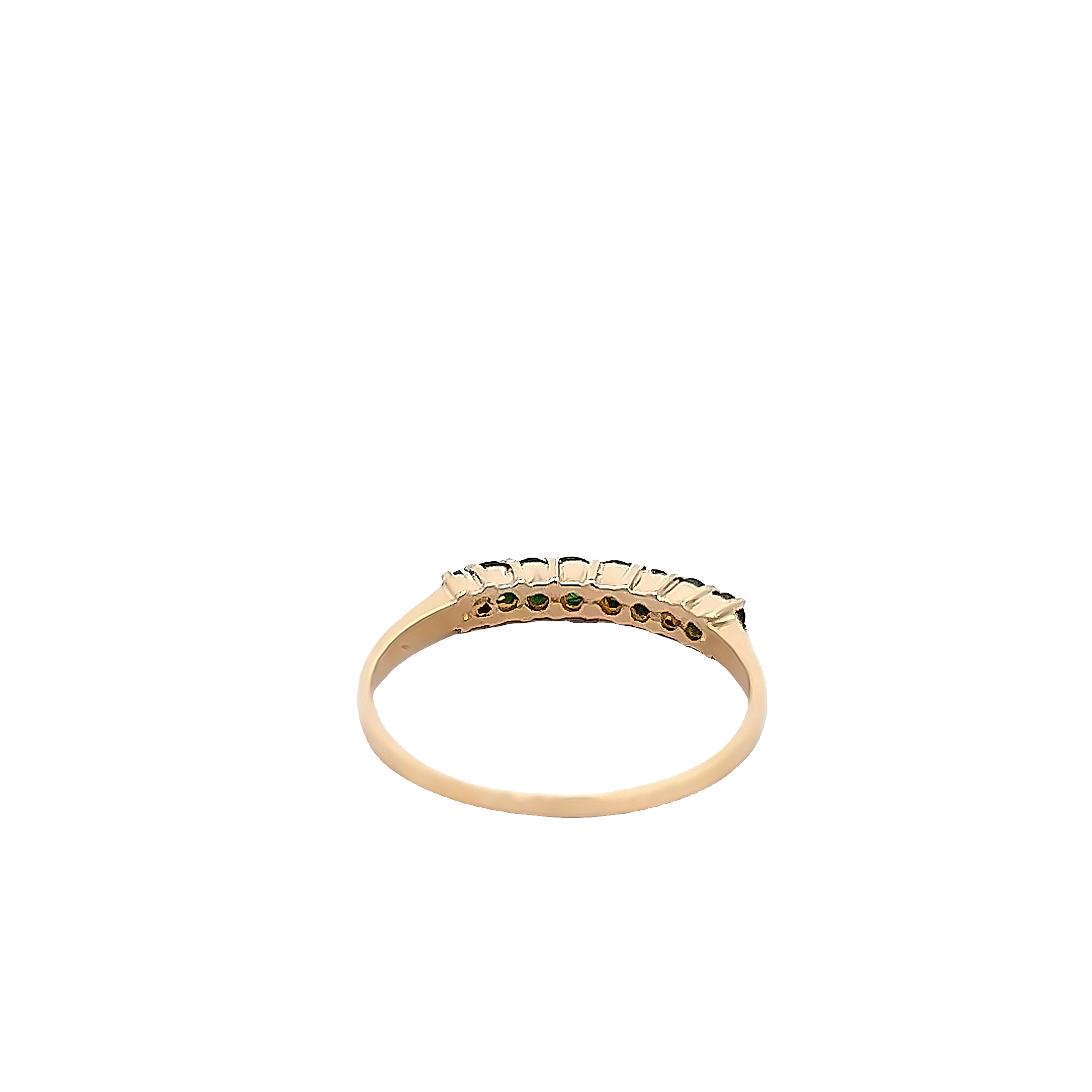 14 Karat Yellow Gold Ring Size 7 With 8= Round Emeralds