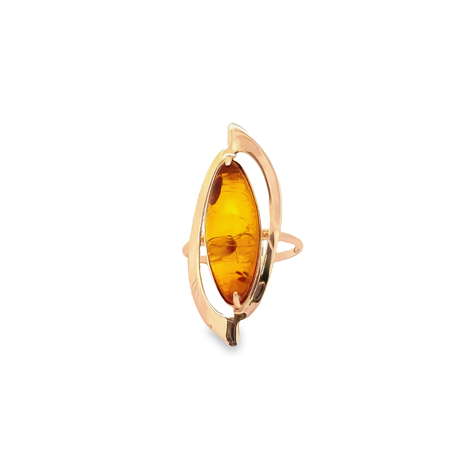 14k Rose Gold Amber Fashion Ring