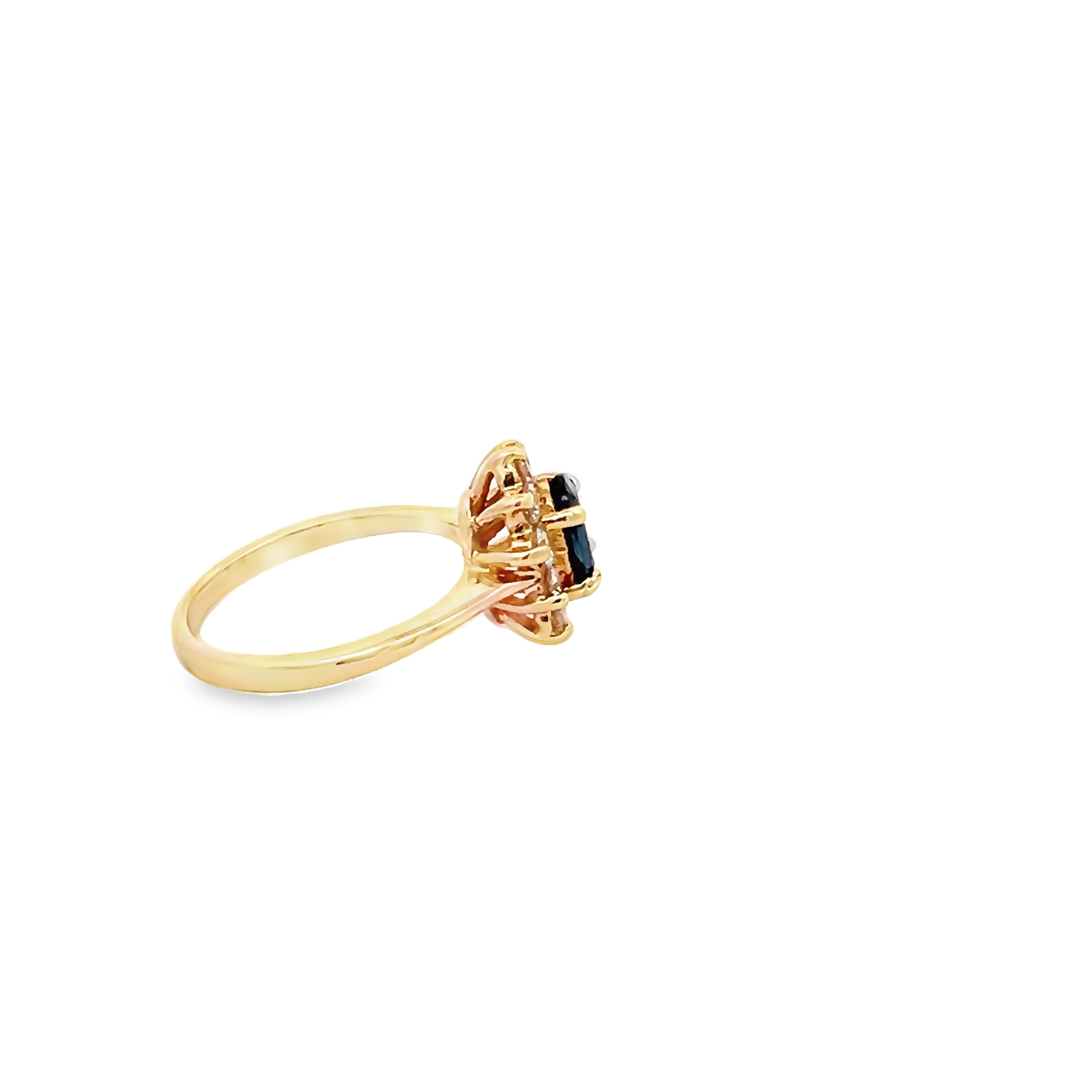 14k Yellow Gold Oval Sapphire With Diamond Halo Ring
