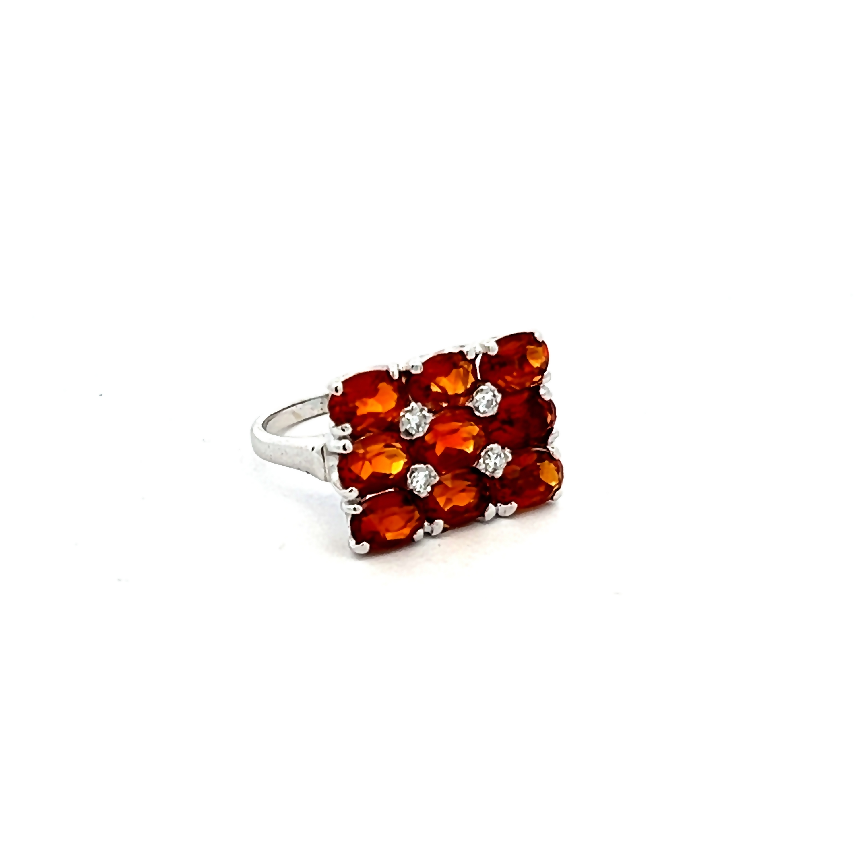 14k White Gold Spessartite Garnet And Diamond Ring