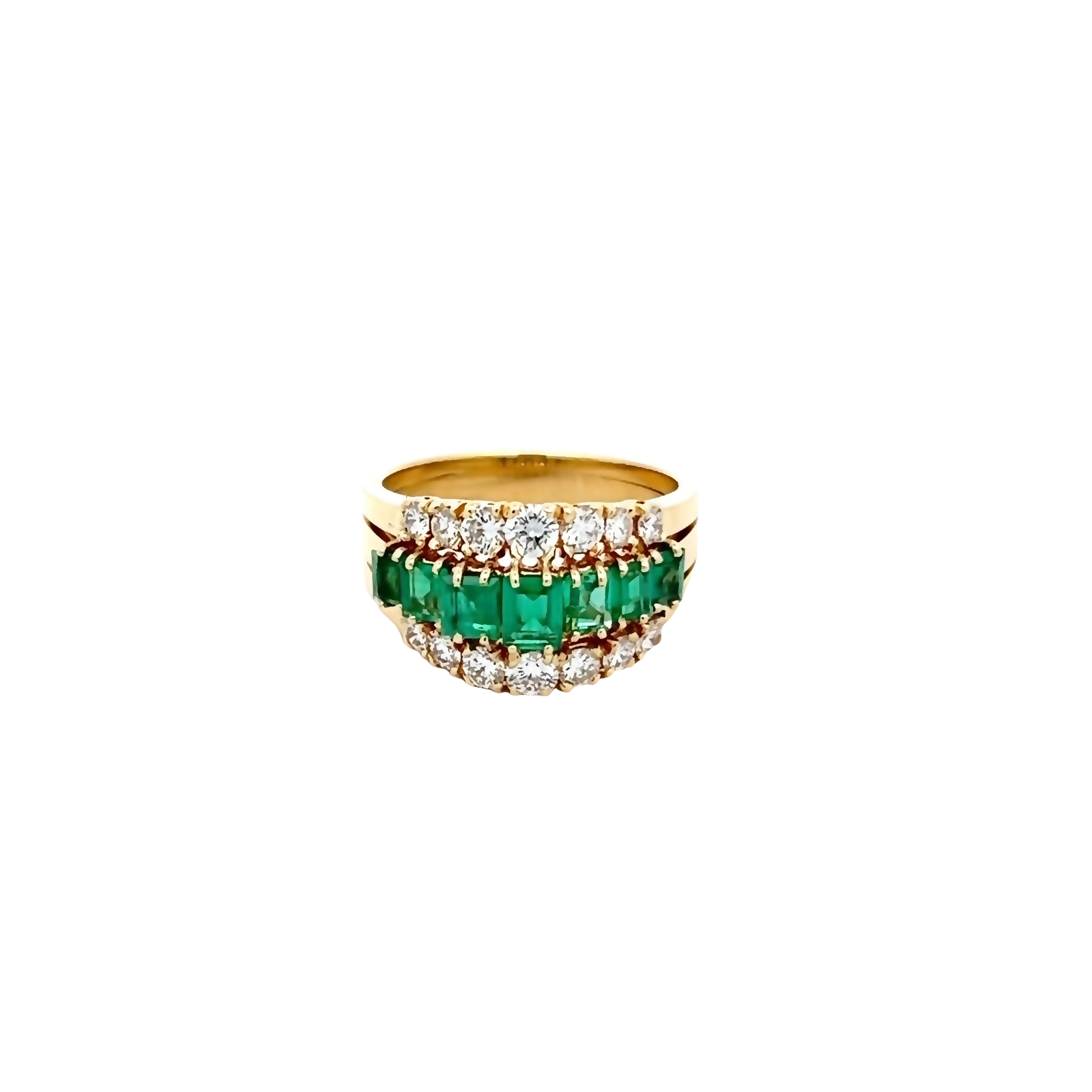 18k Yellow Gold Emerald Cut Emerald And Diamond Ring