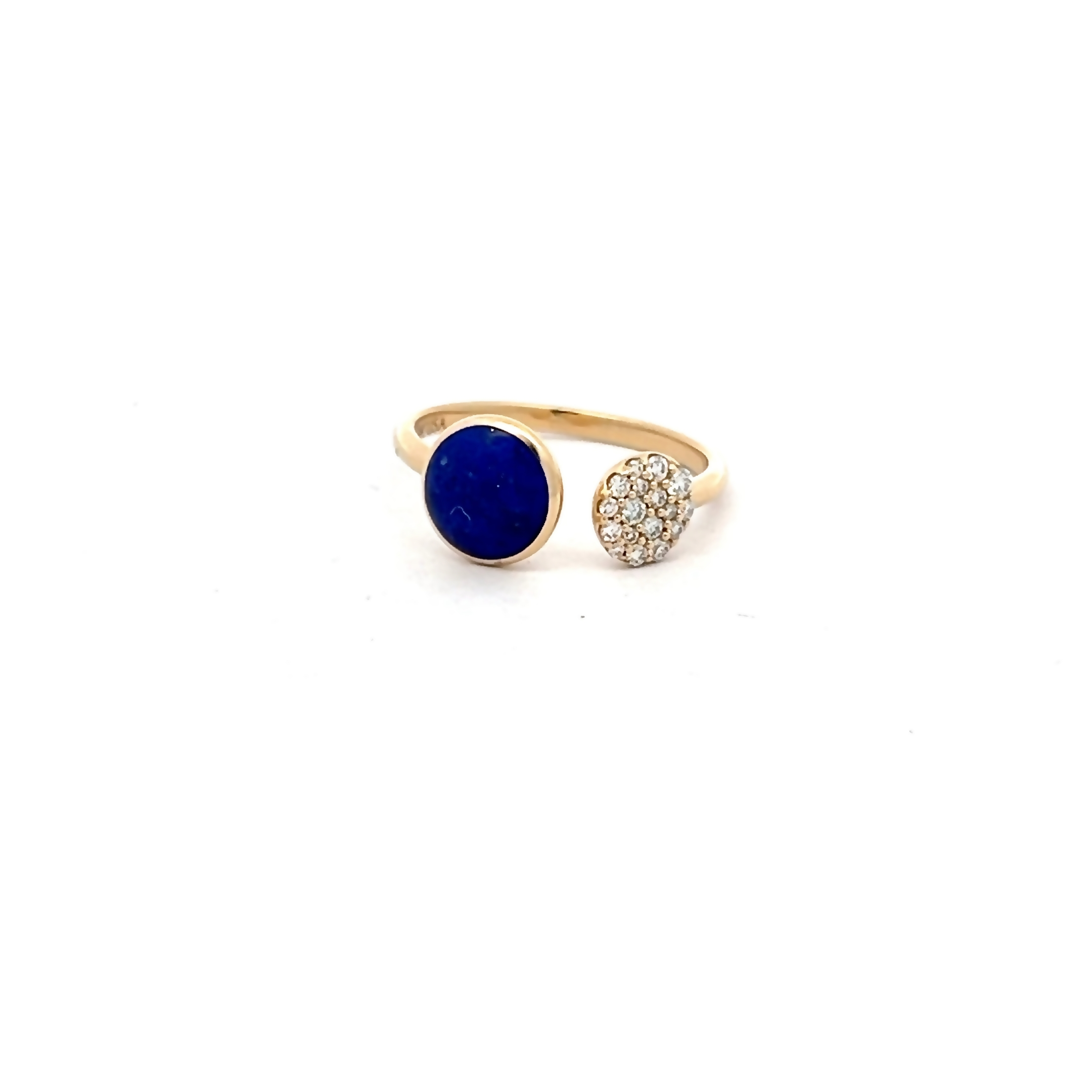 14k Yelliow Gold Lapis Lazuli And Diamond Fashion Ring