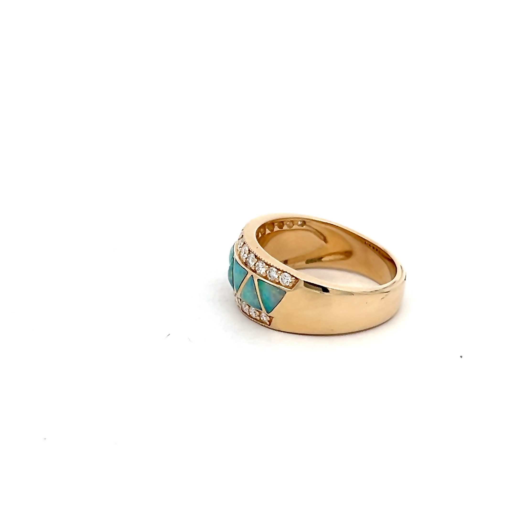 14k Yellow Gold Australian Opal And Diamond Ring