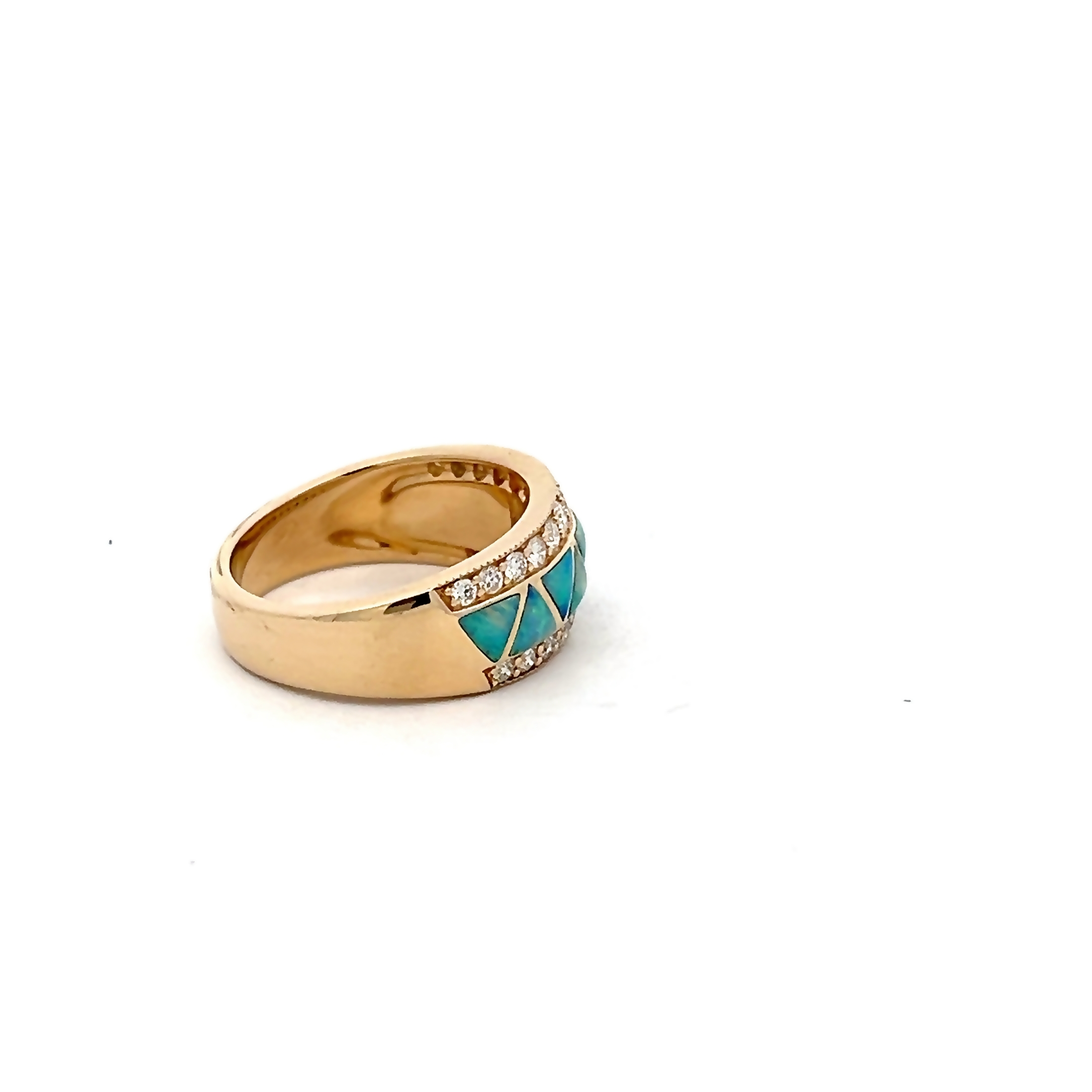 14k Yellow Gold Australian Opal And Diamond Ring