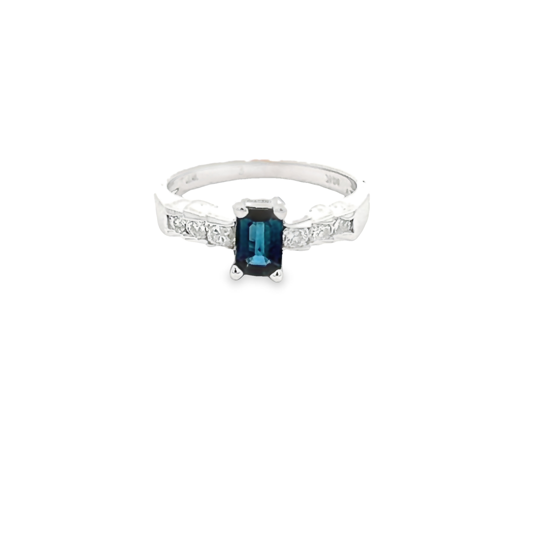14k White Gold Blue Sapphire Ring
