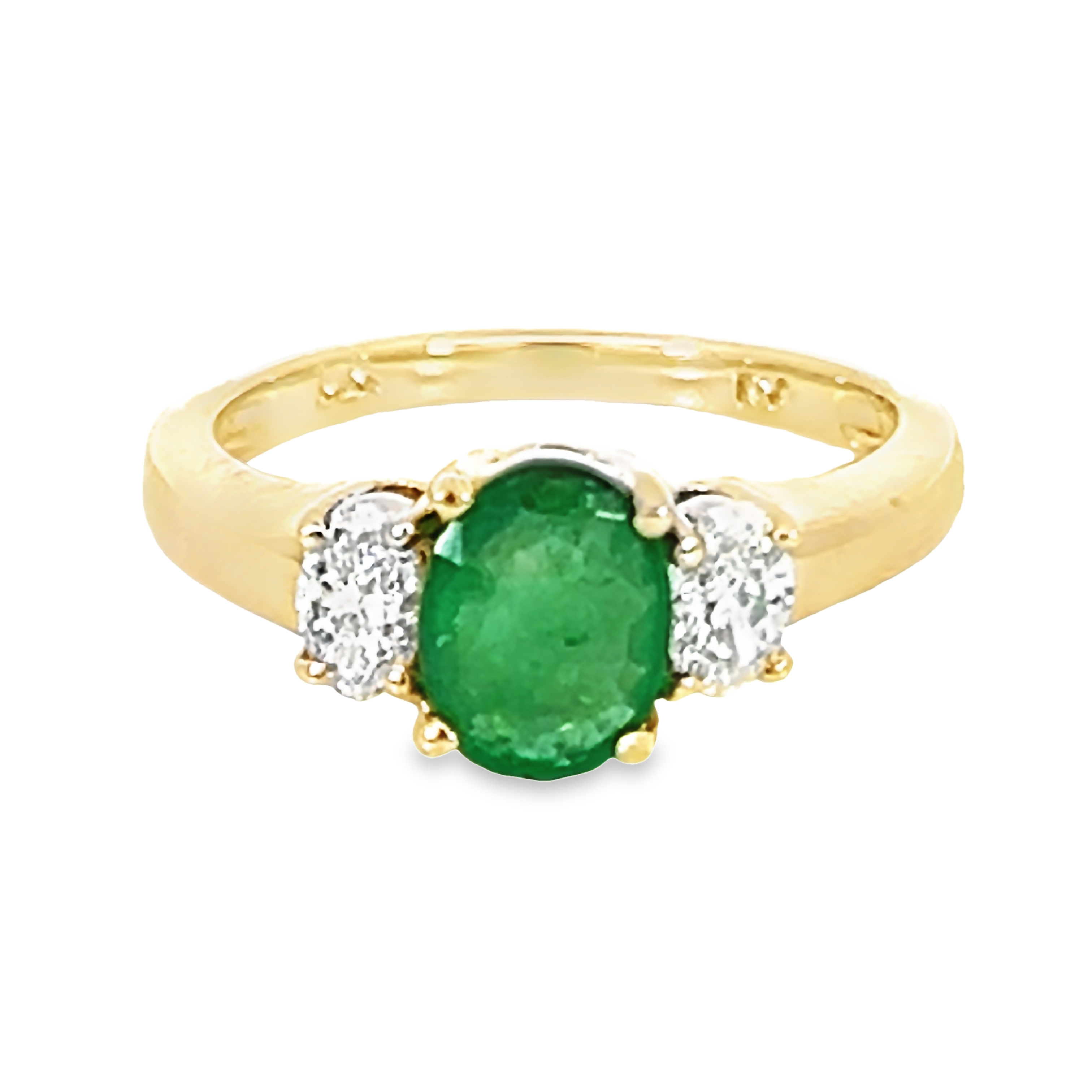 14k Yellow Gold Oval Emerald Fashion Ring