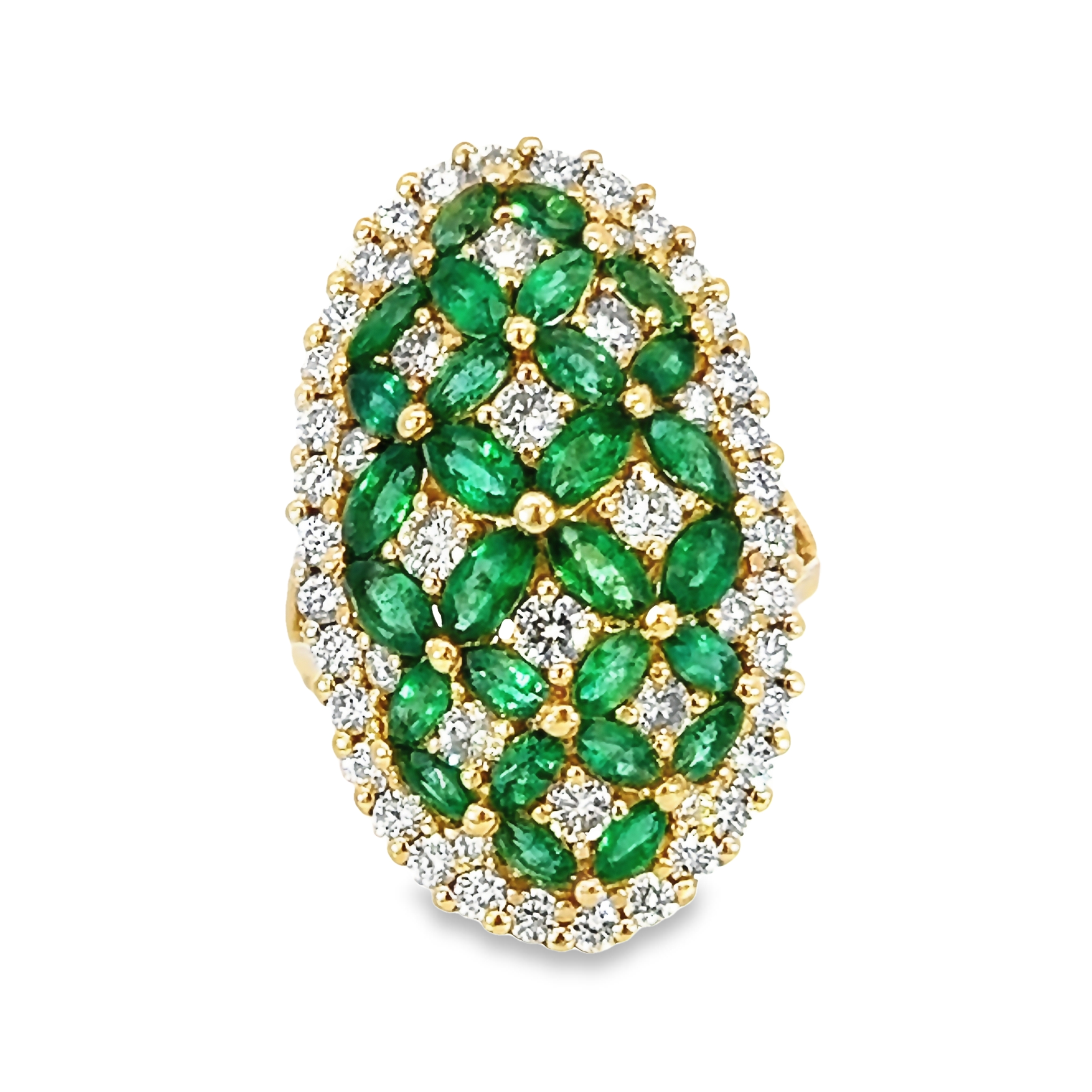 14k Yellow Gold Emerald Contemporary Fashion Ring