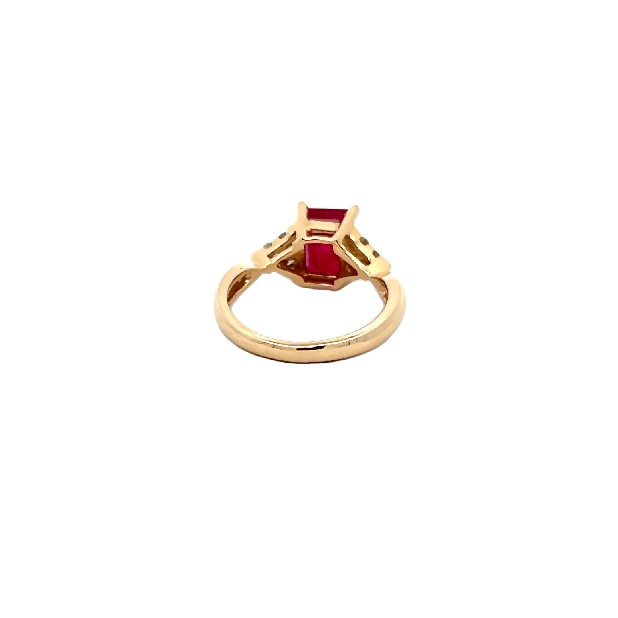 14k Yellow Gold Ruby Geometric Fashion Ring