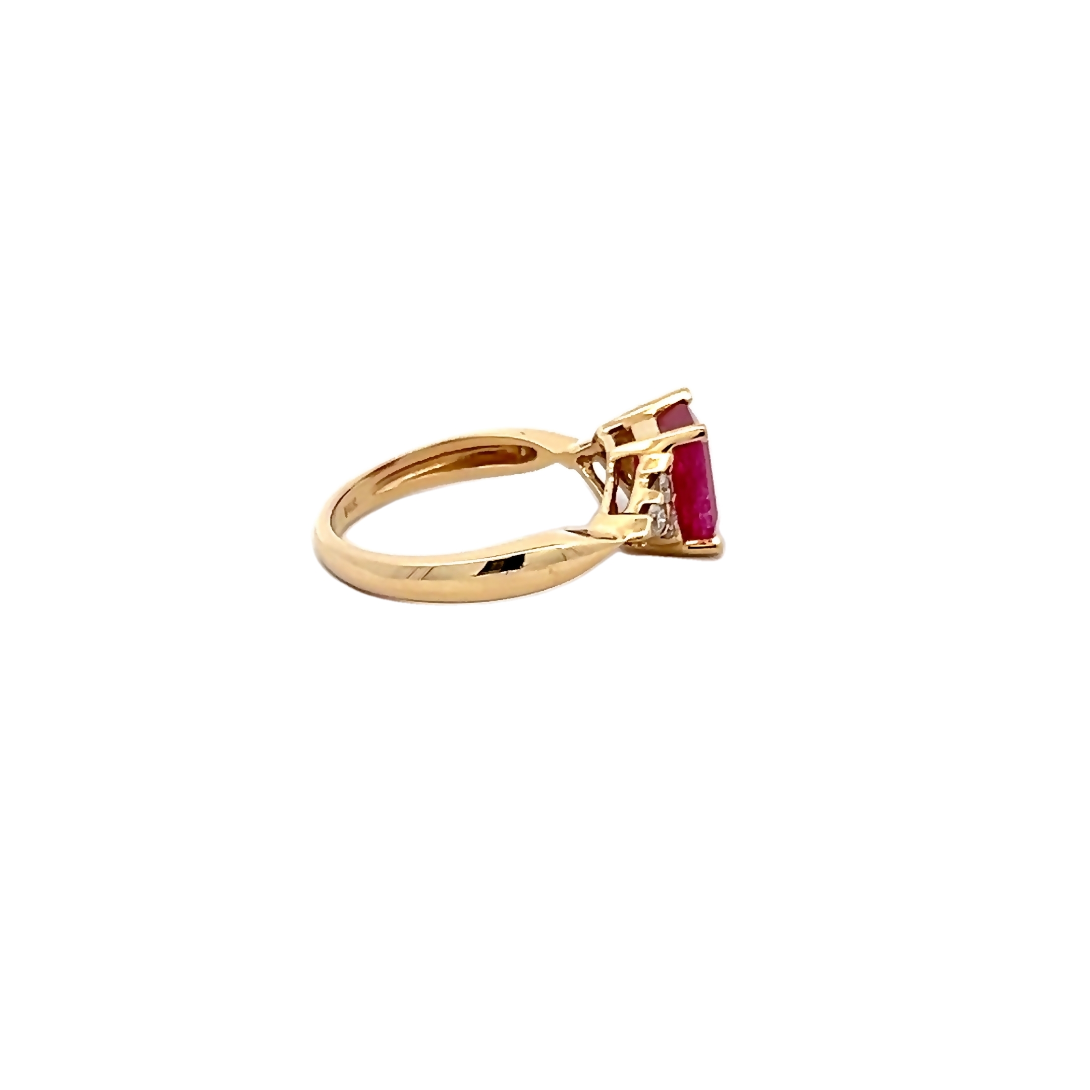 14k Yellow Gold Ruby Geometric Fashion Ring