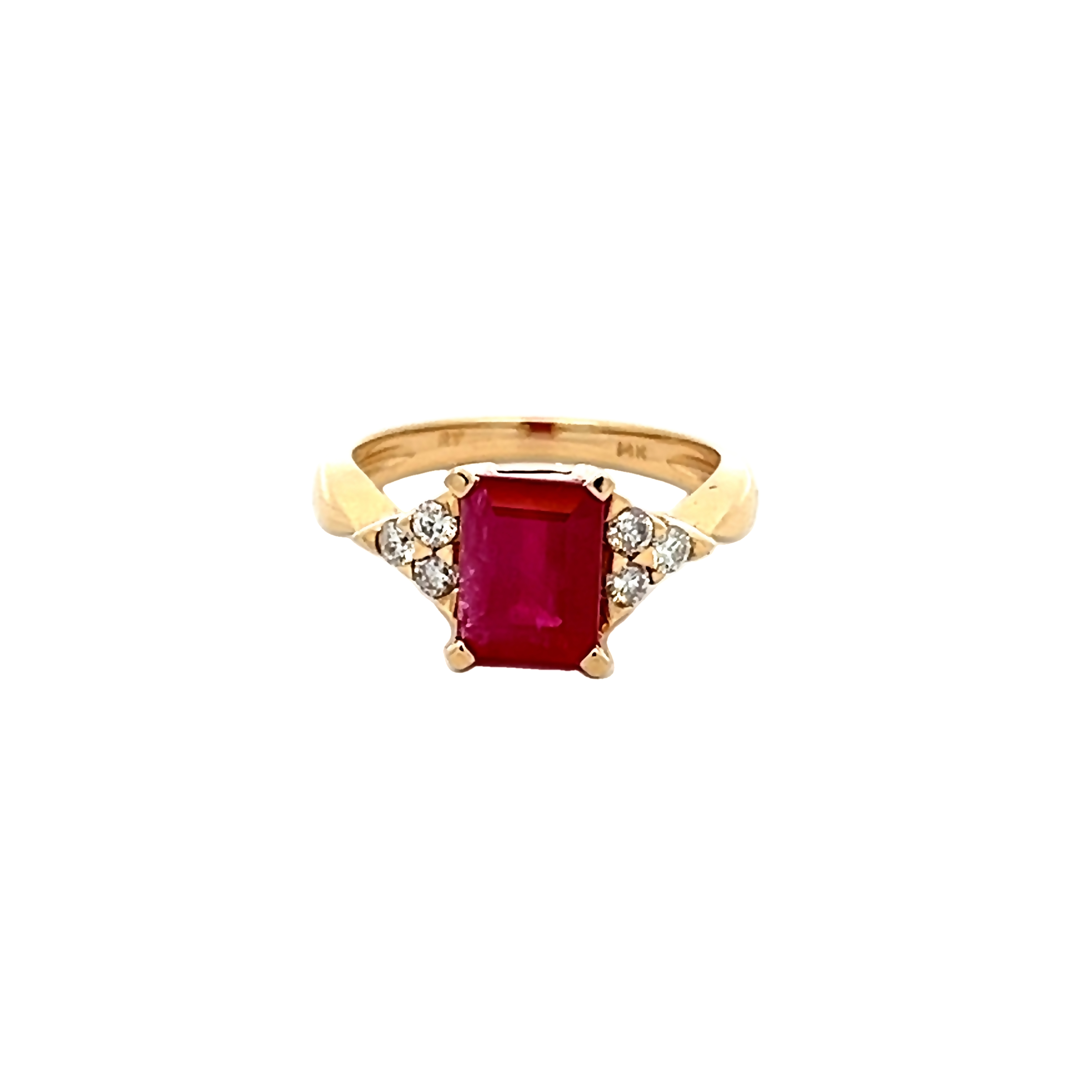 14k Yellow Gold Ruby Geometric Fashion Ring