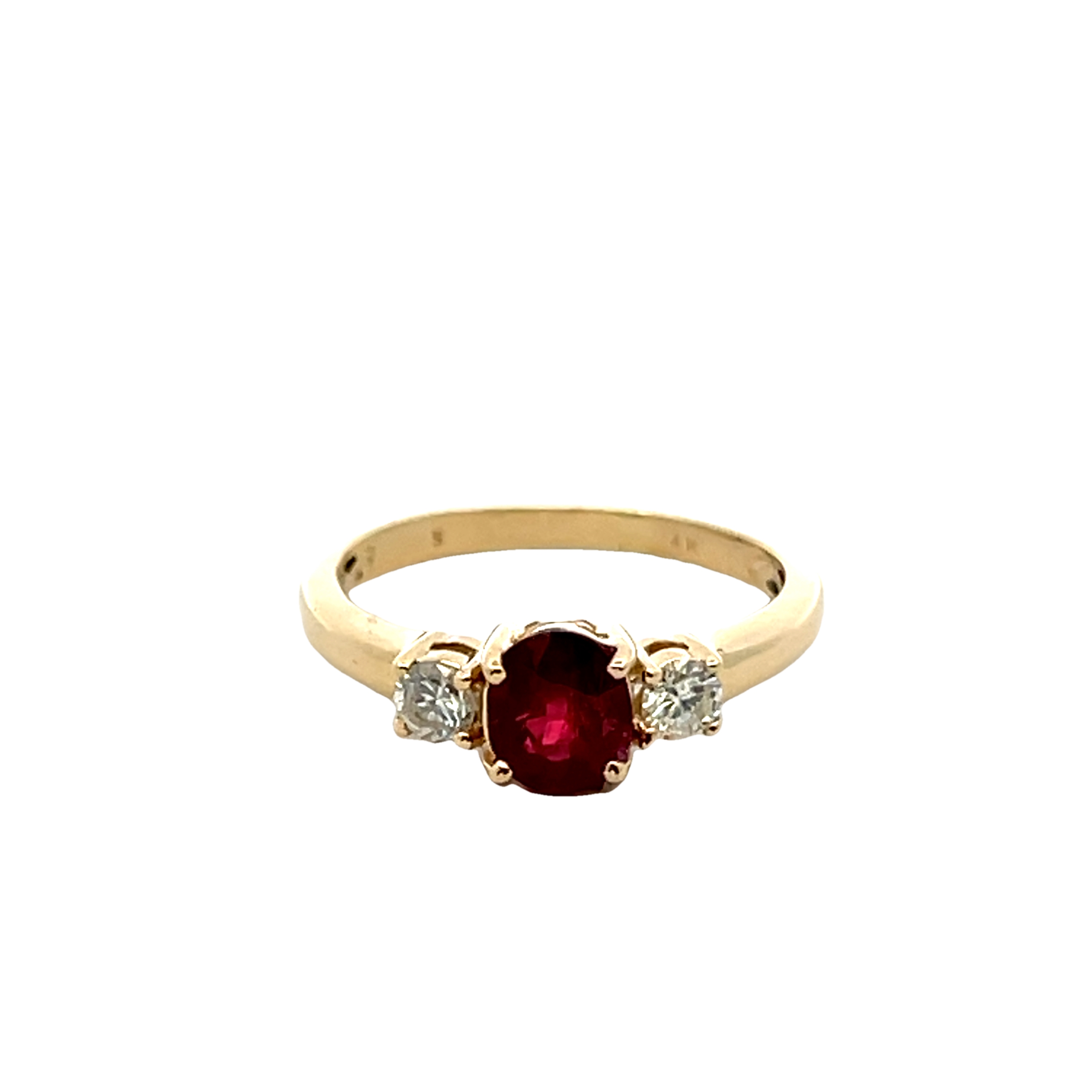 14k Yellow Gold Ruby And Diamond Ring