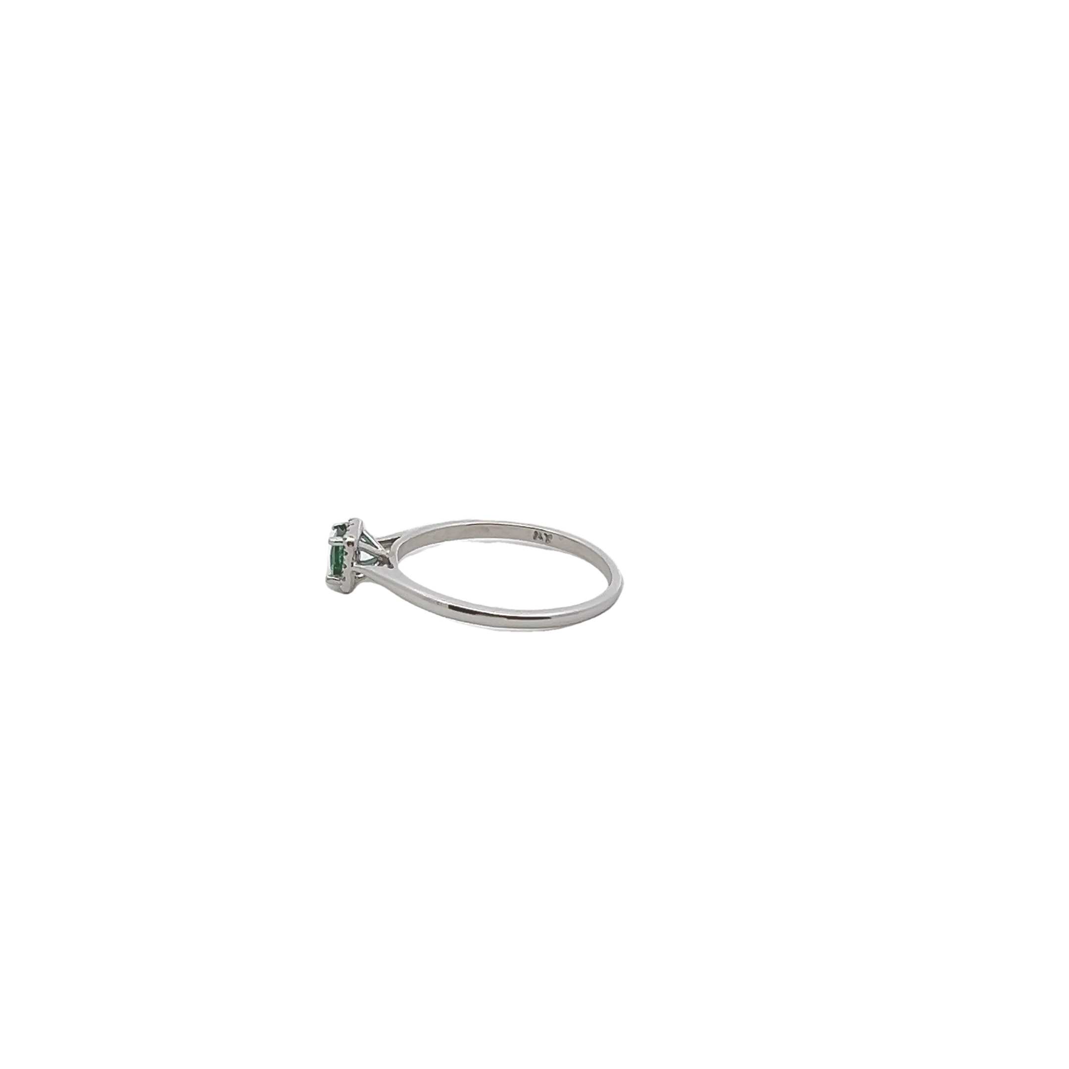 14k White Gold Emerald And Diamond Ring