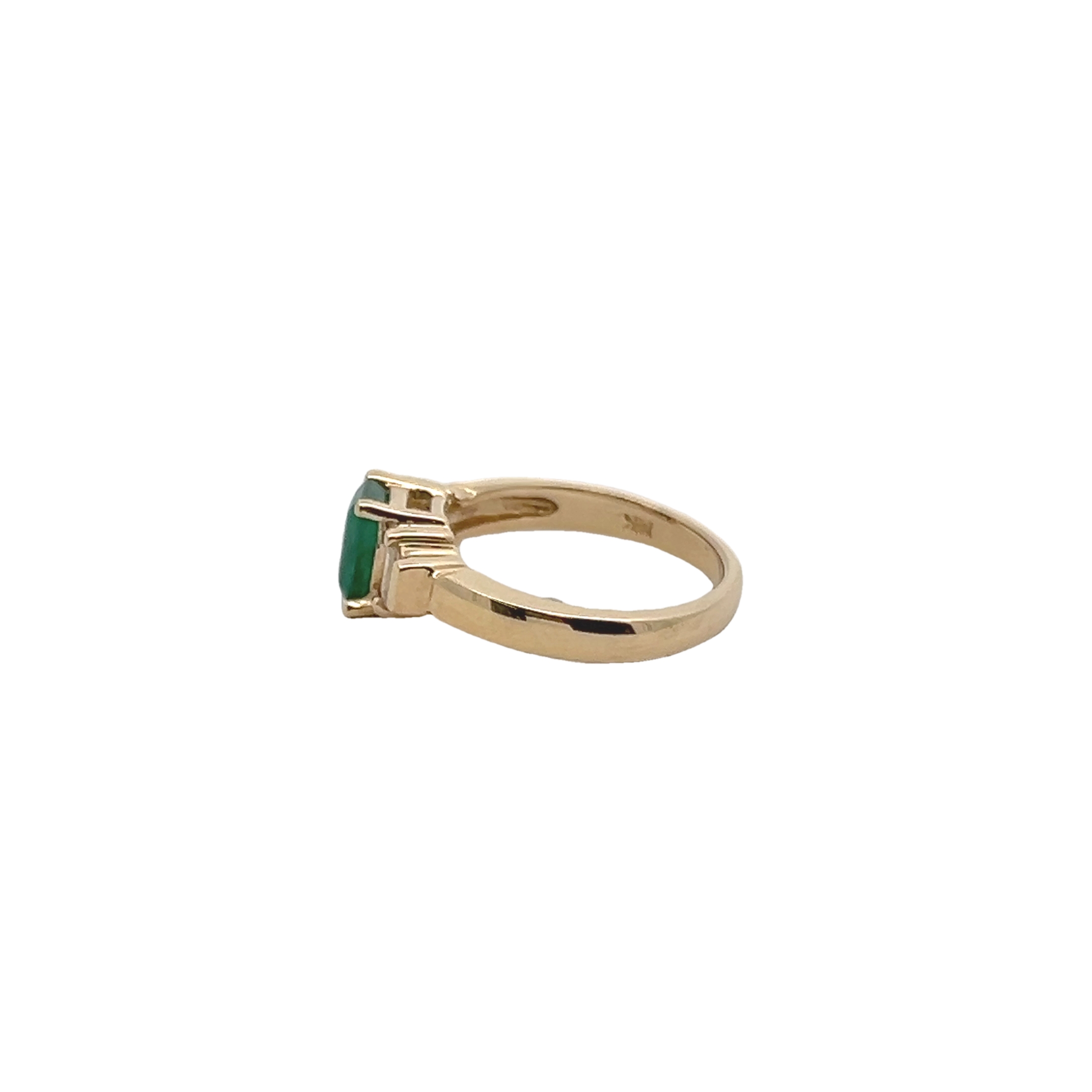 14k Yellow Gold Emerald And Diamond Ring