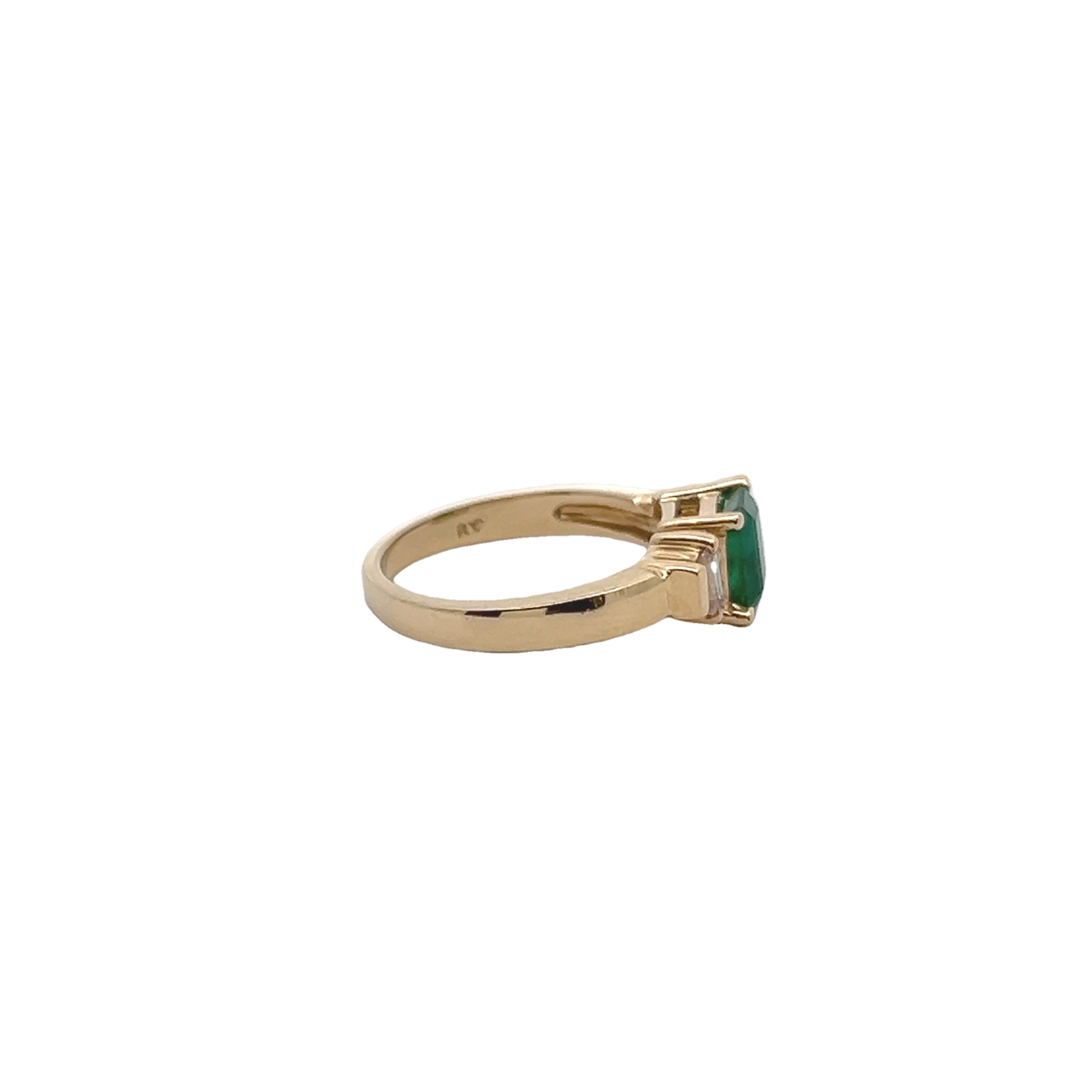14k Yellow Gold Emerald And Diamond Ring