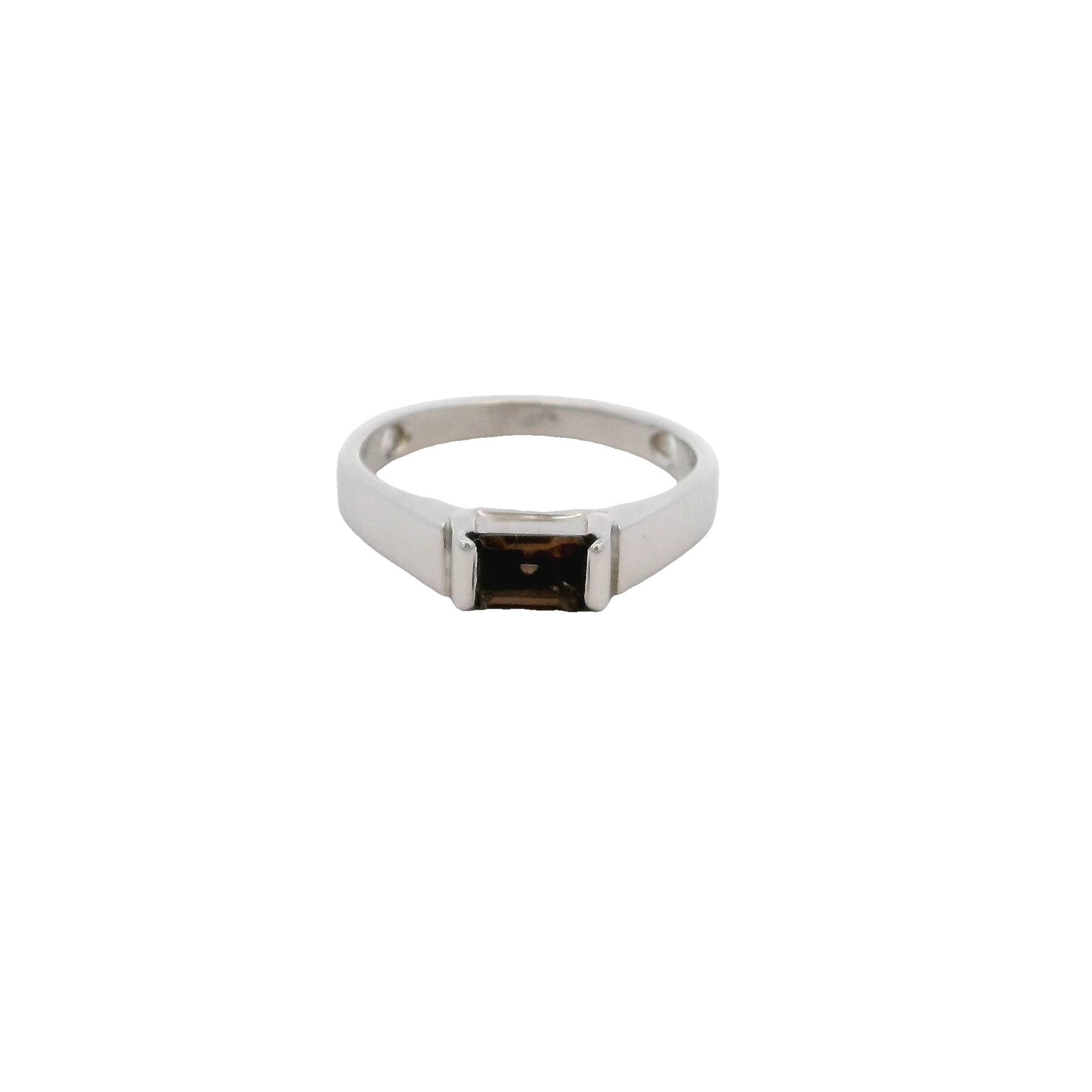 14k White Gold Smokey Quartz Ring