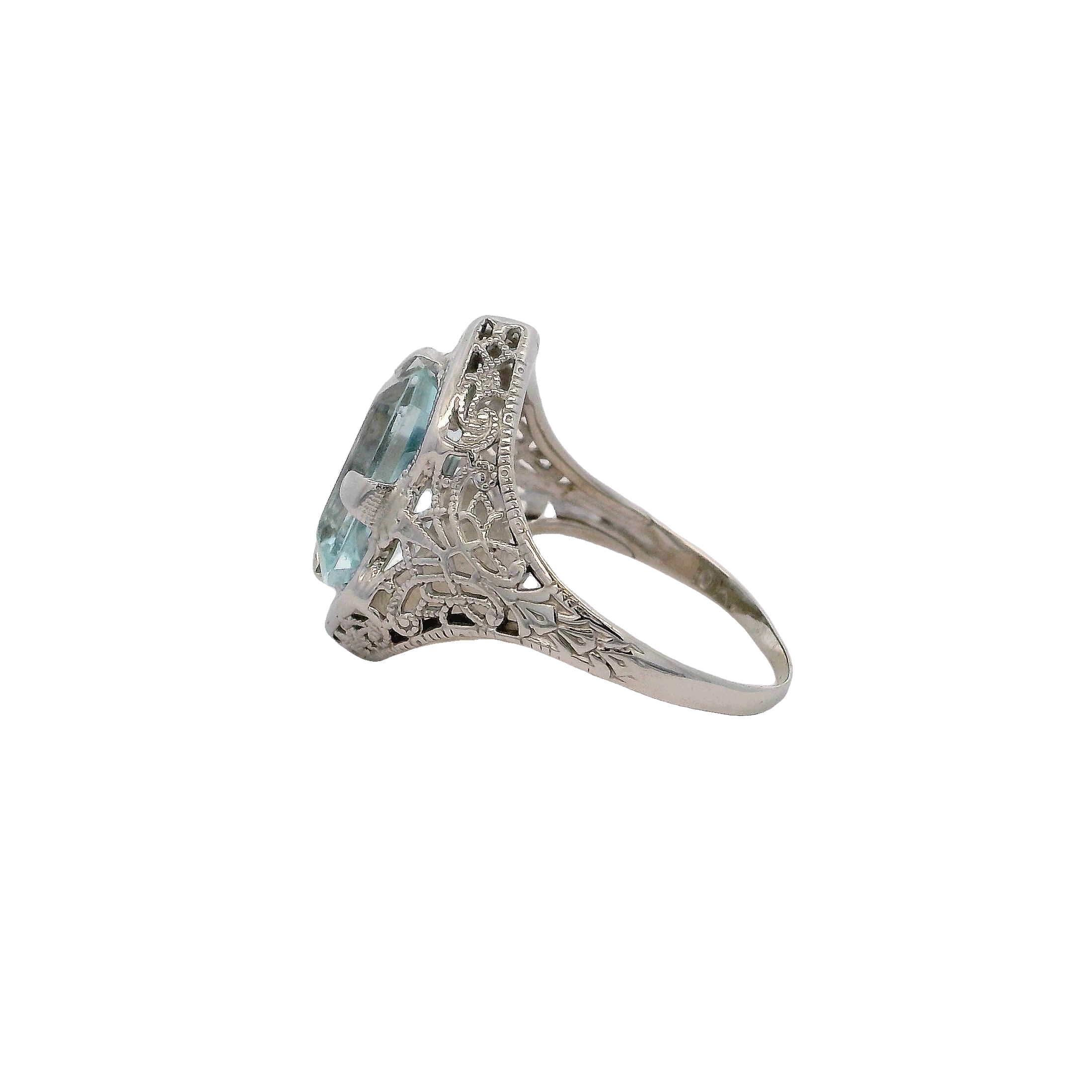14k White Gold Aqua Ring