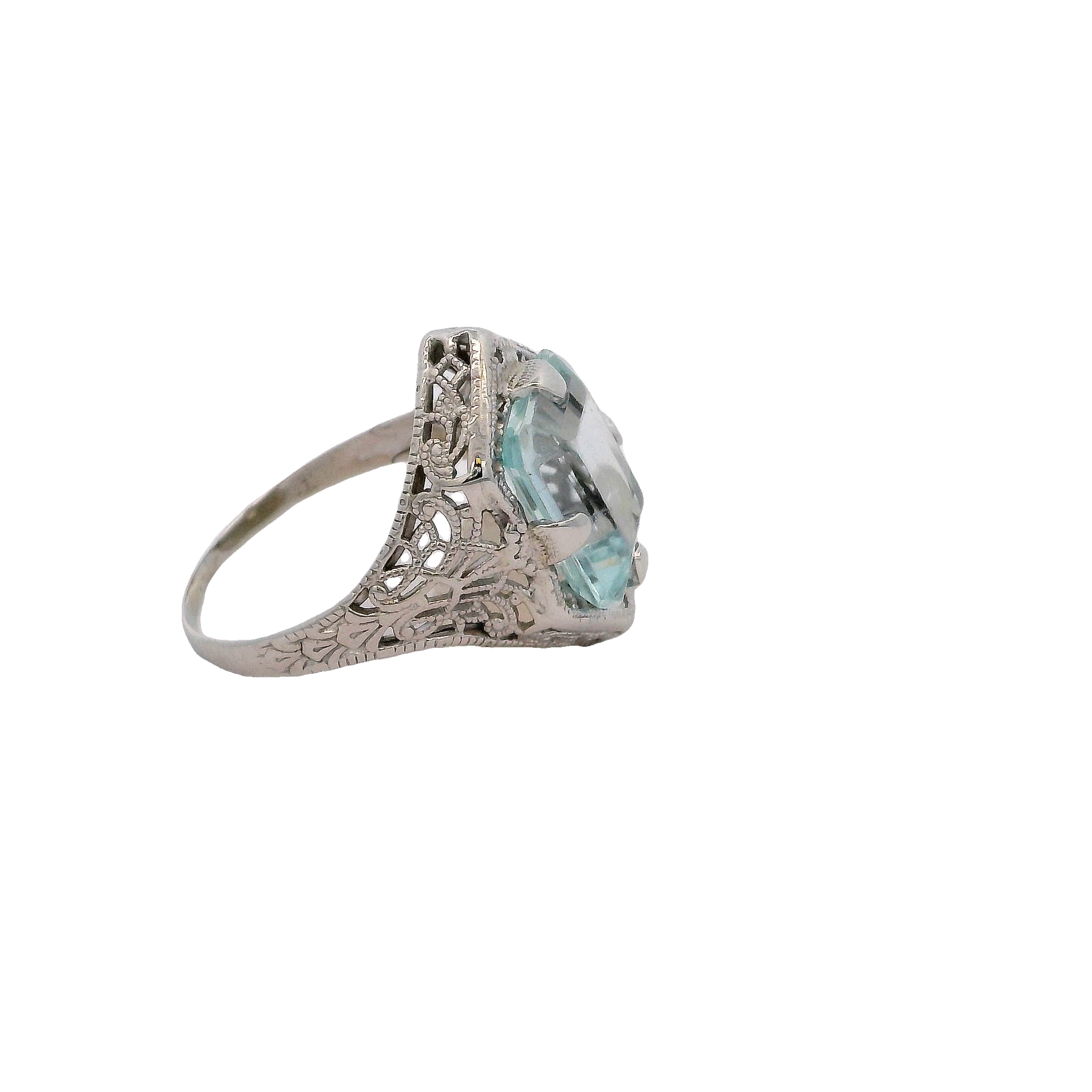 14k White Gold Aqua Ring