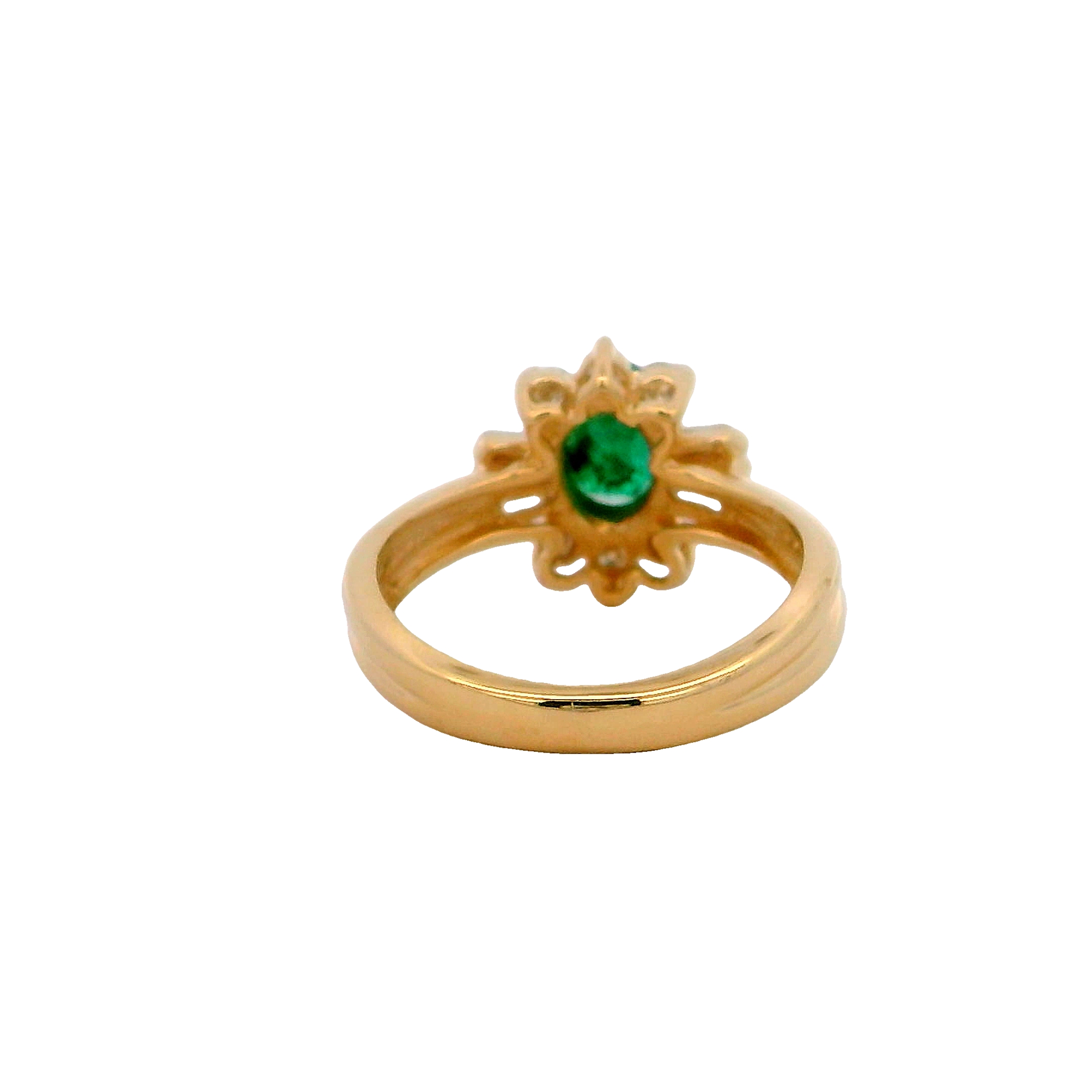 14k Yellow Gold Emerald And Diamond Ring